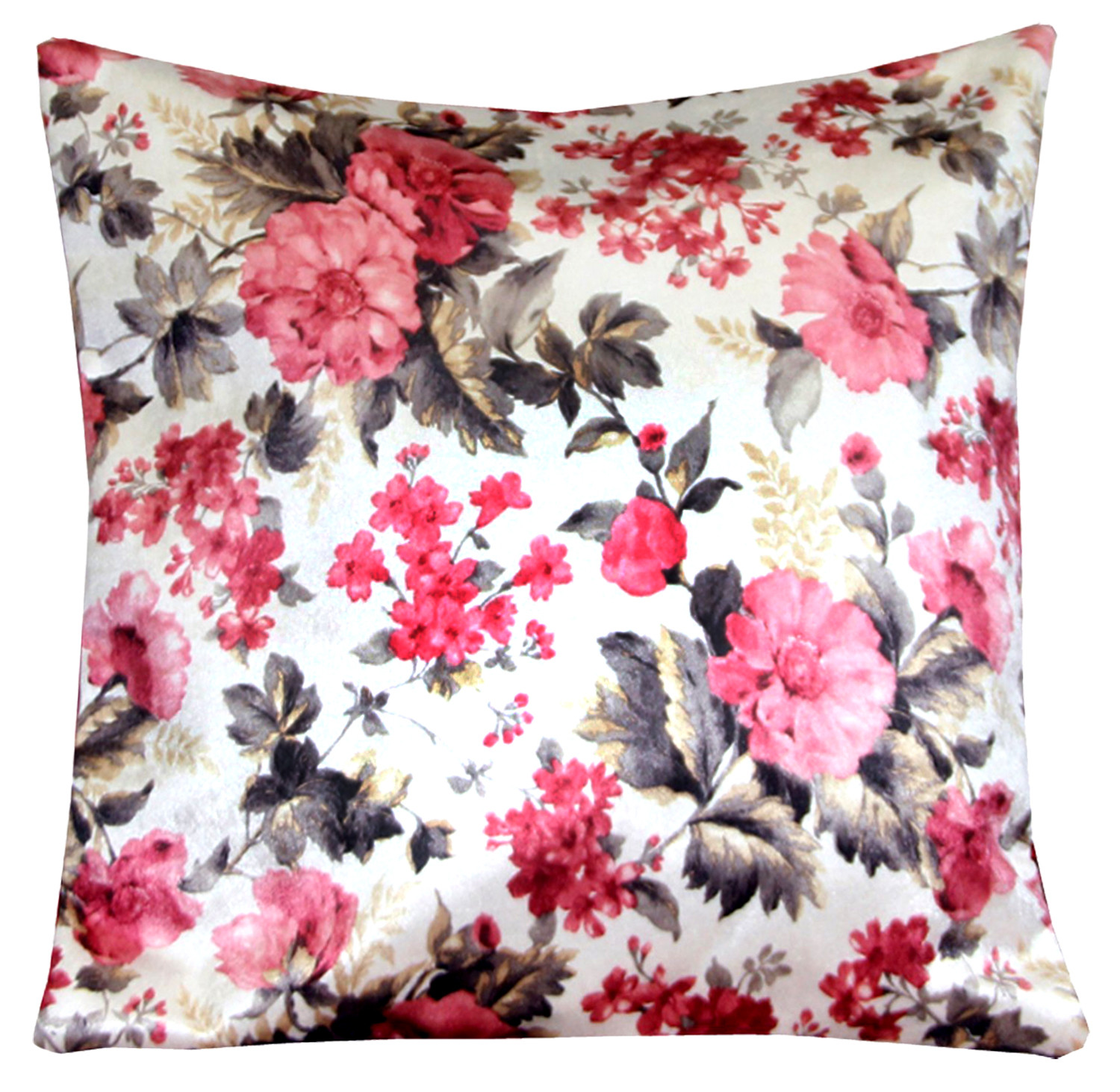 Kuber Industries Flower Design Velvet Soft Decorative Square Throw Pillow Cover Cushion Covers Pillow case, Home Decor Decorations for Sofa Couch Bed Chair 24x24 Inch (Cream)