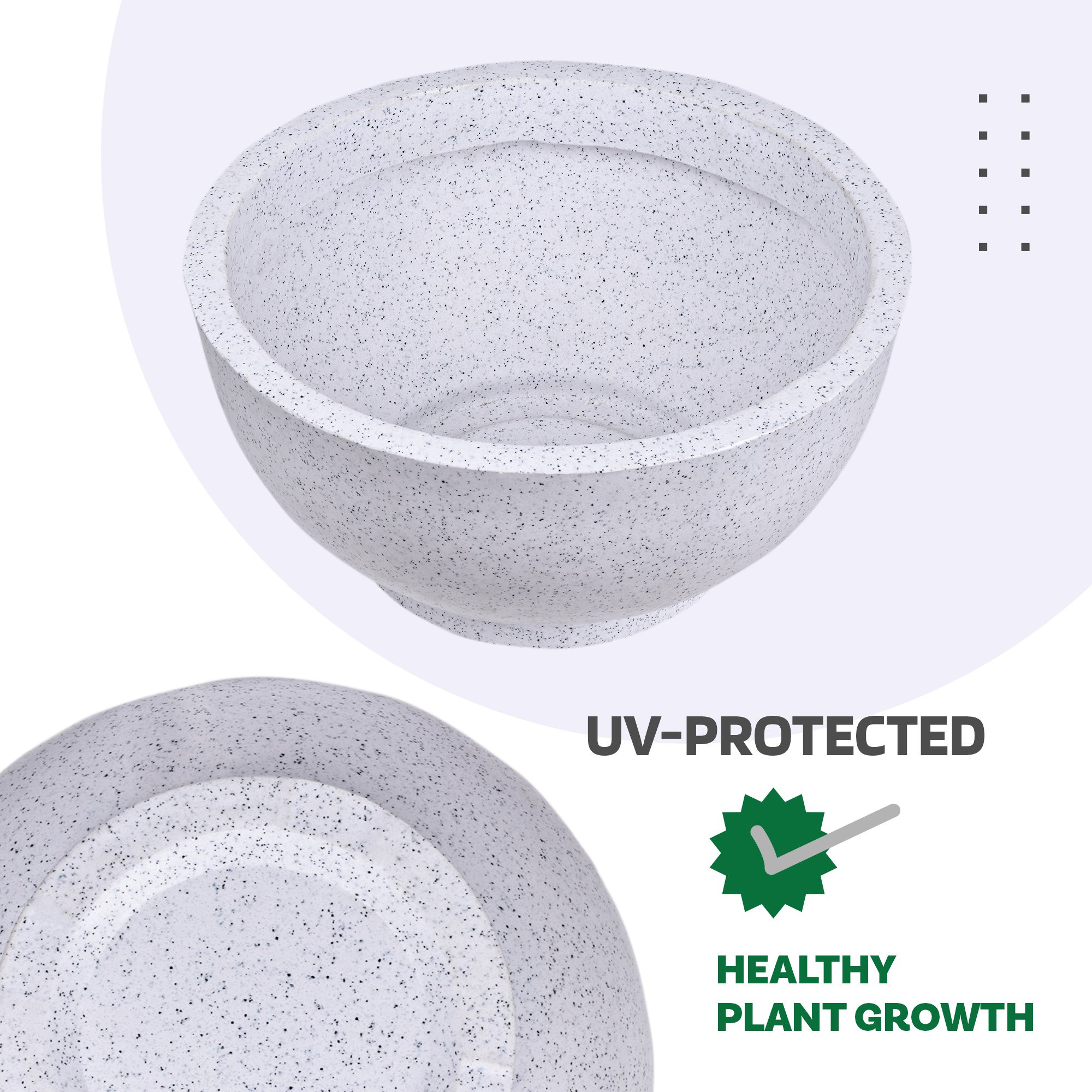 Kuber Industries Flower Pot | 18 Inch Lightweight Polymers Indoor-Outdoor Plant Pots | Flower Pot Gamla for Home-Lawns & Garden Décor | Flower Pot for Office | Marble Lotus | White