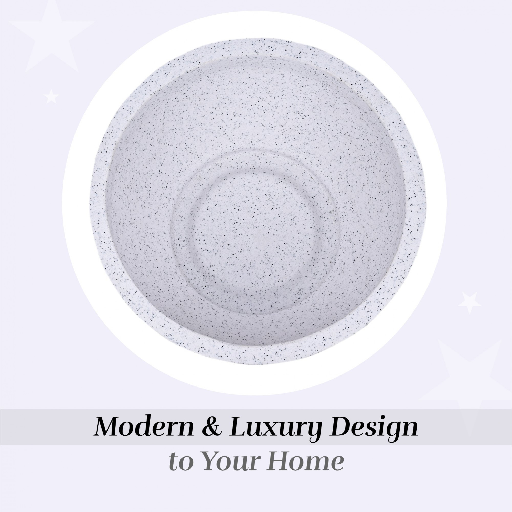 Kuber Industries Flower Pot | 18 Inch Lightweight Polymers Indoor-Outdoor Plant Pots | Flower Pot Gamla for Home-Lawns & Garden Décor | Flower Pot for Office | Marble Lotus | White