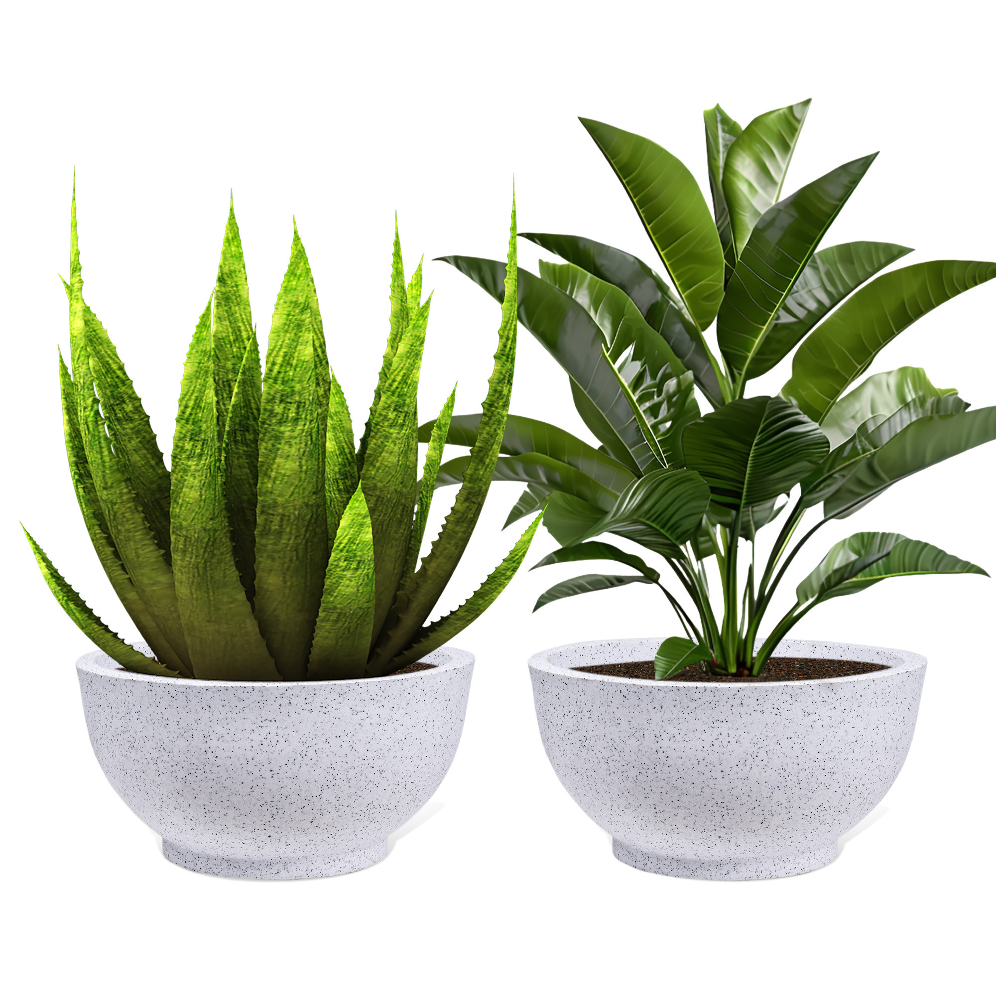 Kuber Industries Flower Pot | 18 Inch Lightweight Polymers Indoor-Outdoor Plant Pots | Flower Pot Gamla for Home-Lawns & Garden Décor | Flower Pot for Office | Marble Lotus | White