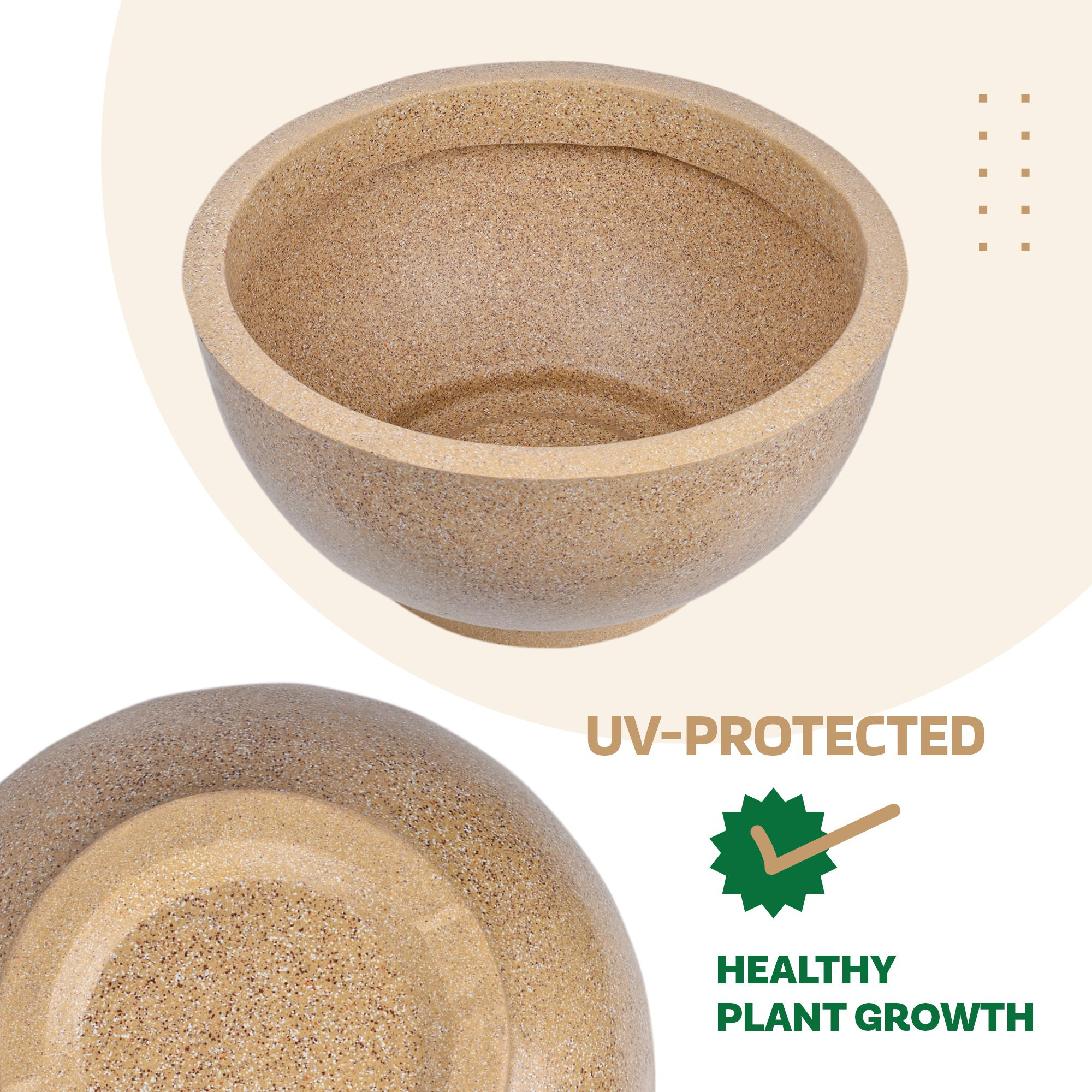 Kuber Industries Flower Pot | 18 Inch Lightweight Polymers Indoor-Outdoor Plant Pots | Flower Pot Gamla for Home-Lawns & Garden Décor | Flower Pot for Office | Marble Lotus | Sand
