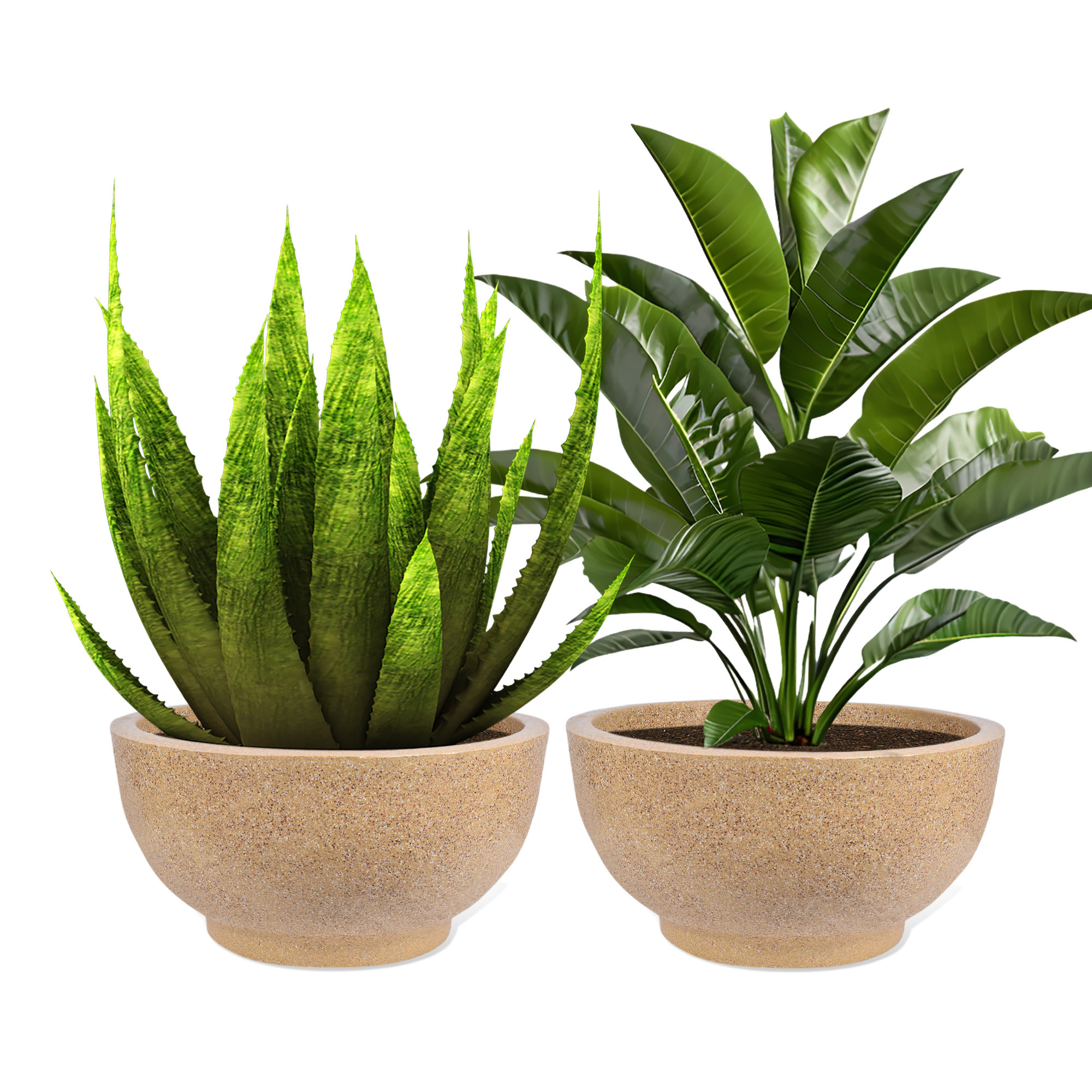 Kuber Industries Flower Pot | 18 Inch Lightweight Polymers Indoor-Outdoor Plant Pots | Flower Pot Gamla for Home-Lawns & Garden Décor | Flower Pot for Office | Marble Lotus | Sand