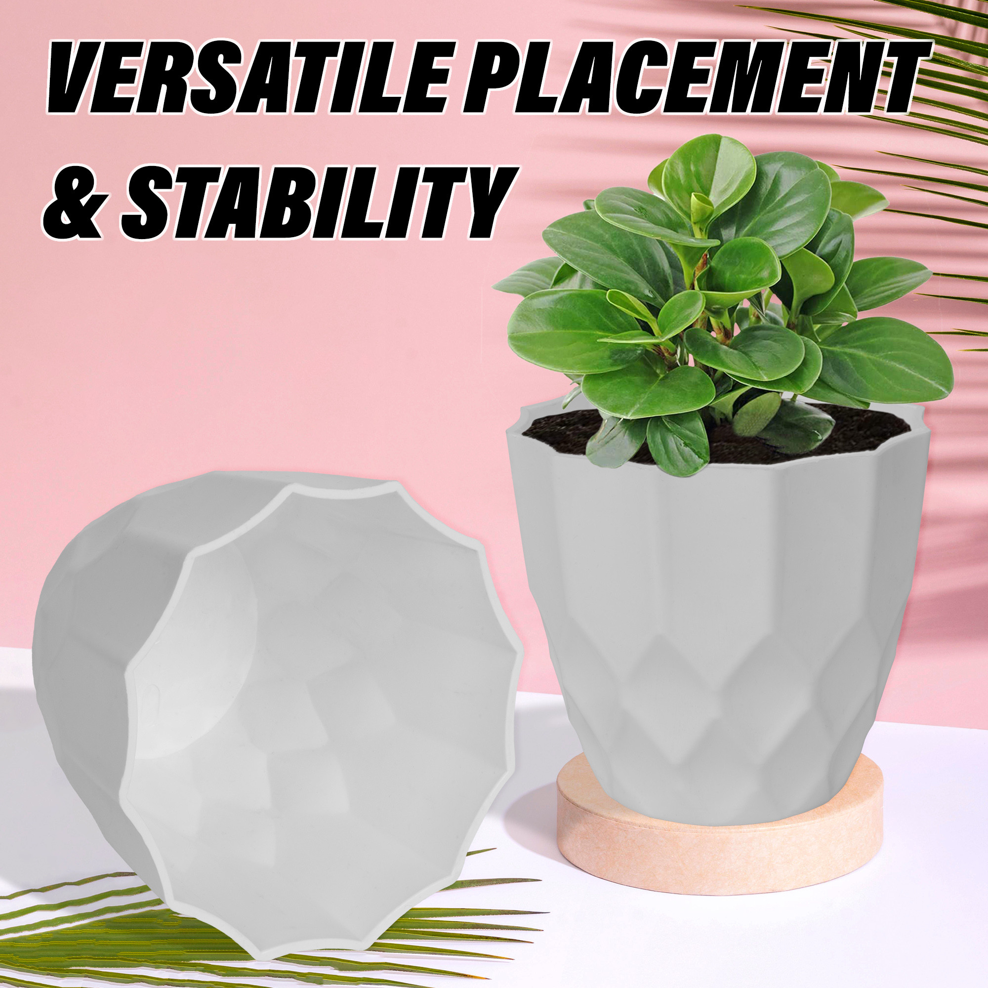 Kuber Industries Flower Pot  Flower Planter Pots for Indoor  Flower Pots for Outdoor  Pot for Garden  Balcony Flowering  Flower Plants Pot  Barfi Flower Pot  6 Inch  White