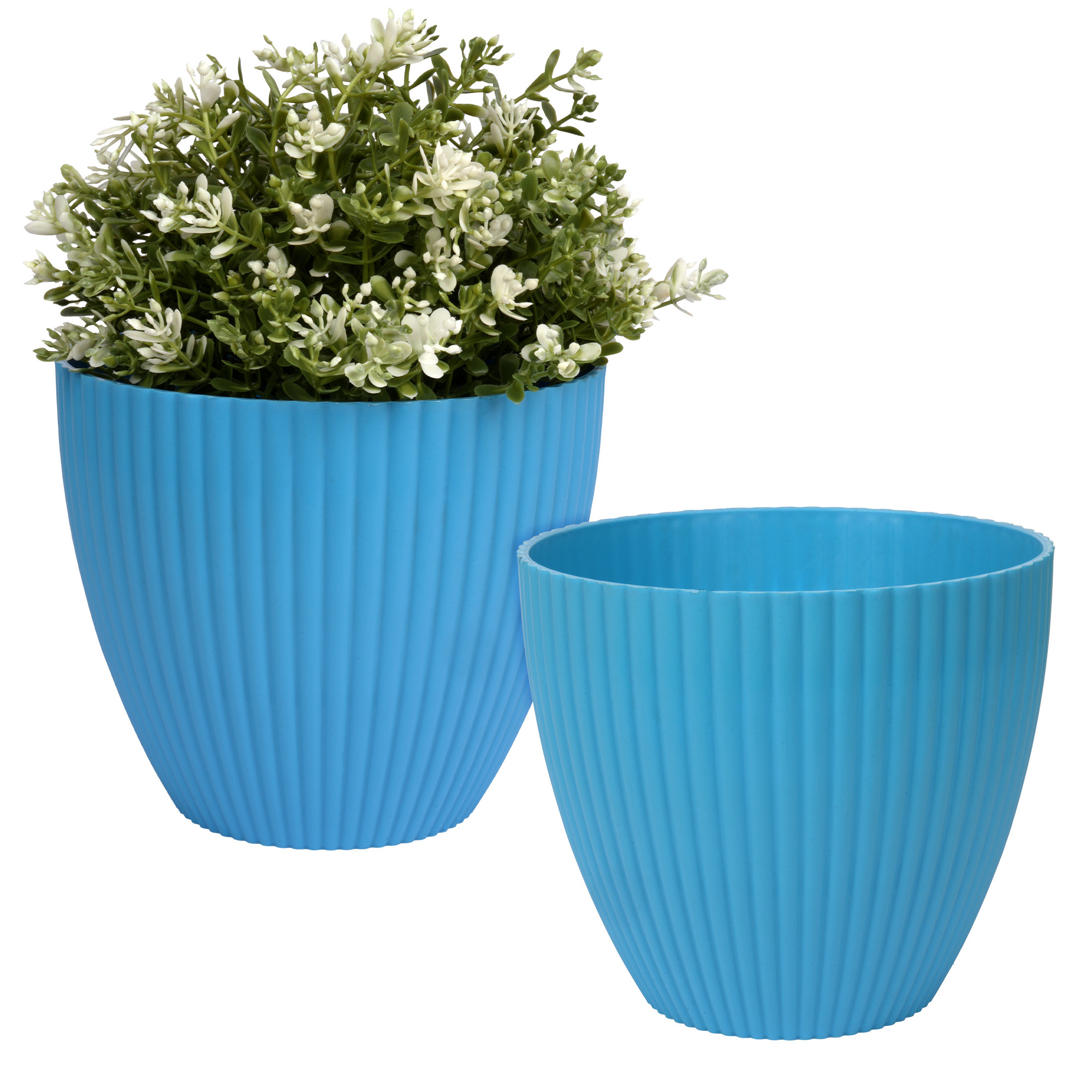 Kuber Industries Flower Pot | Flower Planter Pots for Indoor | Flower Pots for Outdoor | Pot for Garden & Balcony Flowering | Flower Plants Pot | Mega Flower Pot | 6 Inch | Blue