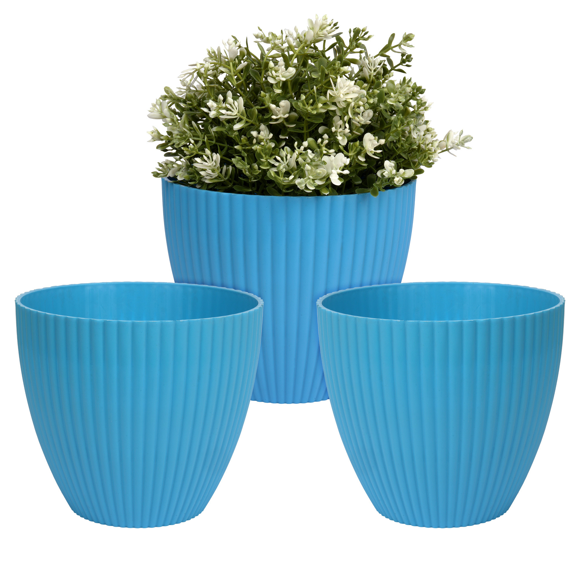 Kuber Industries Flower Pot | Flower Planter Pots for Indoor | Flower Pots for Outdoor | Pot for Garden & Balcony Flowering | Flower Plants Pot | Mega Flower Pot | 6 Inch | Blue