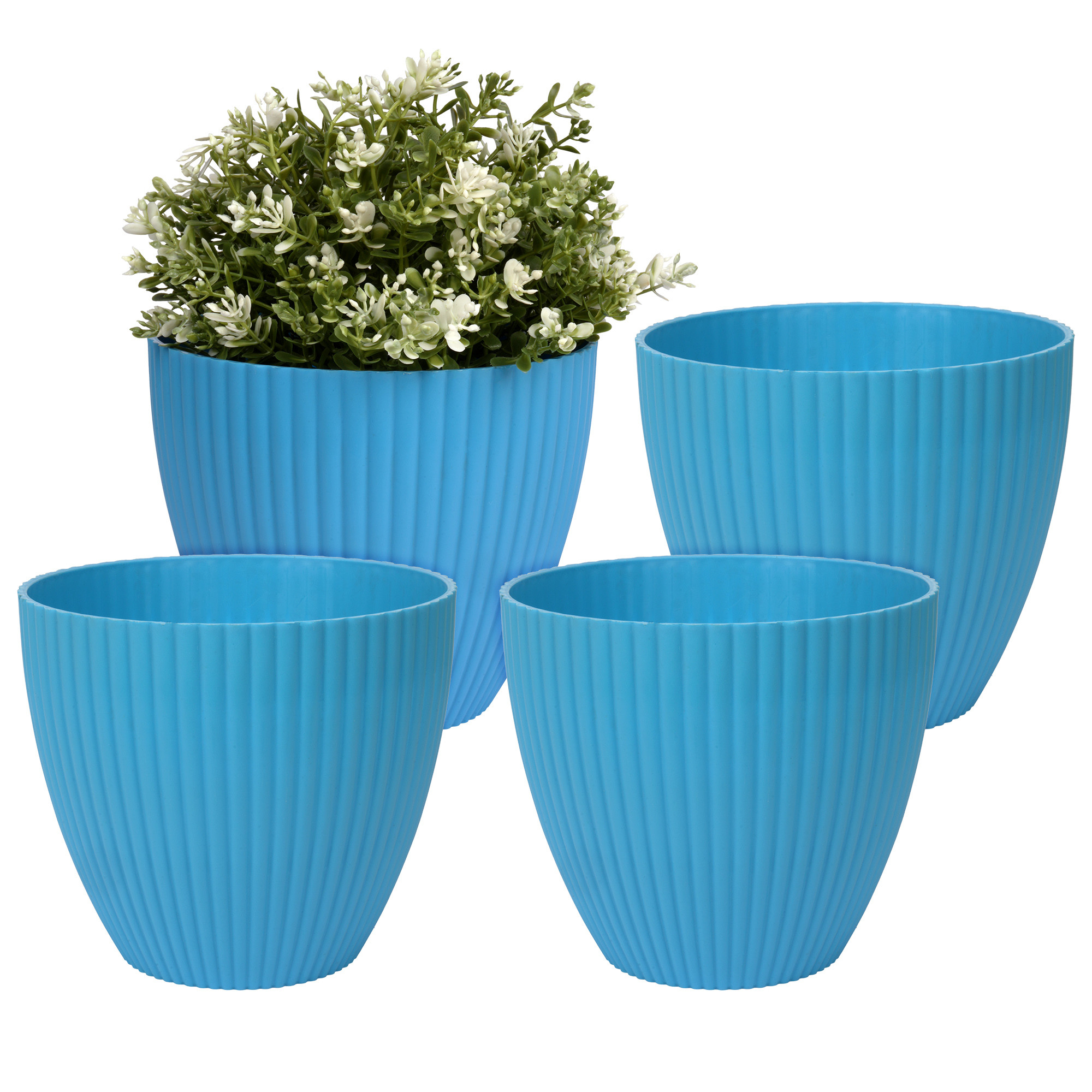 Kuber Industries Flower Pot | Flower Planter Pots for Indoor | Flower Pots for Outdoor | Pot for Garden & Balcony Flowering | Flower Plants Pot | Mega Flower Pot | 6 Inch | Blue