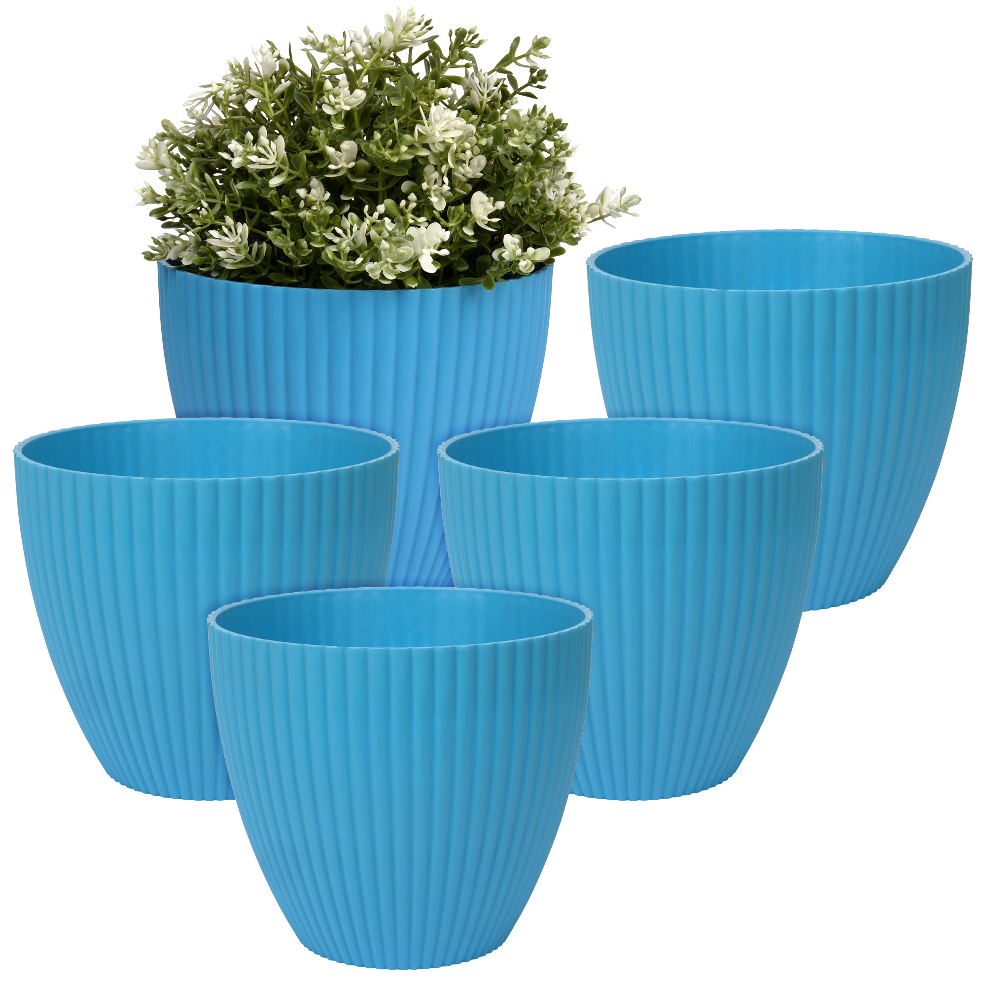 Kuber Industries Flower Pot | Flower Planter Pots for Indoor | Flower Pots for Outdoor | Pot for Garden & Balcony Flowering | Flower Plants Pot | Mega Flower Pot | 6 Inch | Blue