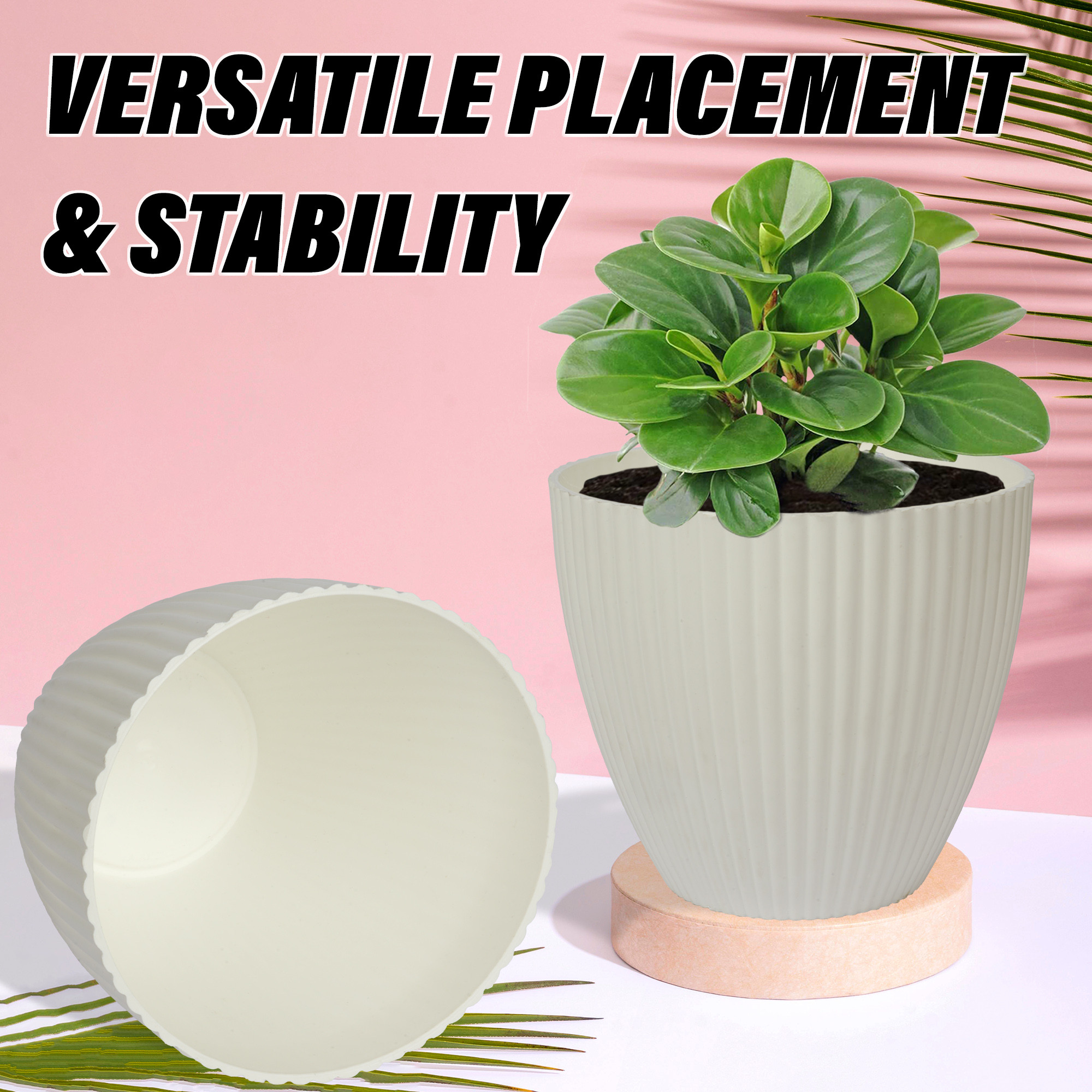 Kuber Industries Flower Pot | Flower Planter Pots for Indoor | Flower Pots for Outdoor | Pot for Garden & Balcony Flowering | Flower Plants Pot | Mega Flower Pot | 6 Inch | White