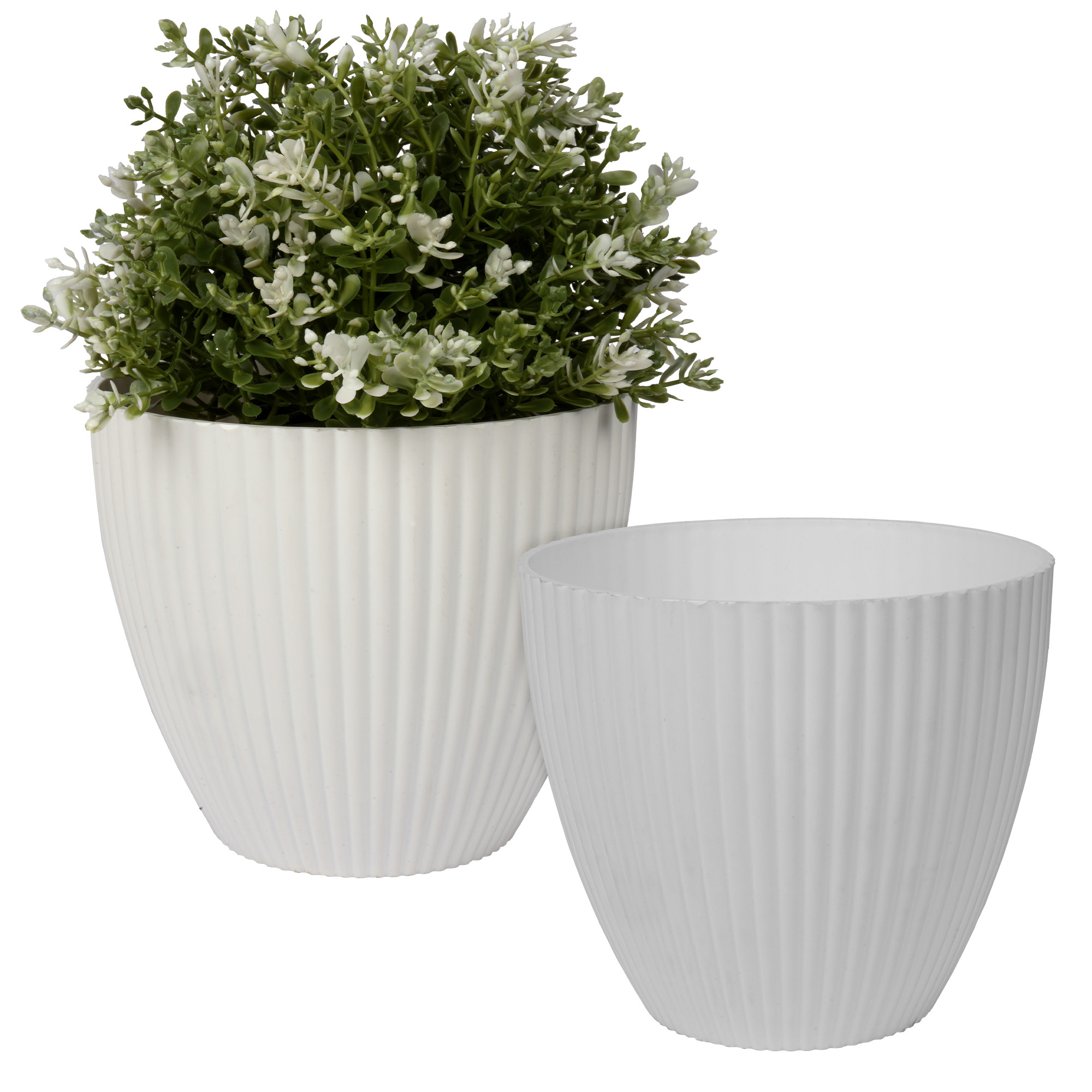 Kuber Industries Flower Pot | Flower Planter Pots for Indoor | Flower Pots for Outdoor | Pot for Garden & Balcony Flowering | Flower Plants Pot | Mega Flower Pot | 6 Inch | White