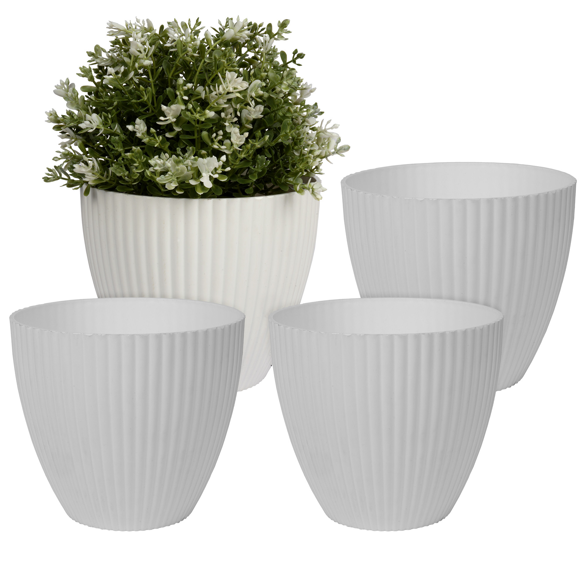 Kuber Industries Flower Pot | Flower Planter Pots for Indoor | Flower Pots for Outdoor | Pot for Garden & Balcony Flowering | Flower Plants Pot | Mega Flower Pot | 6 Inch | White