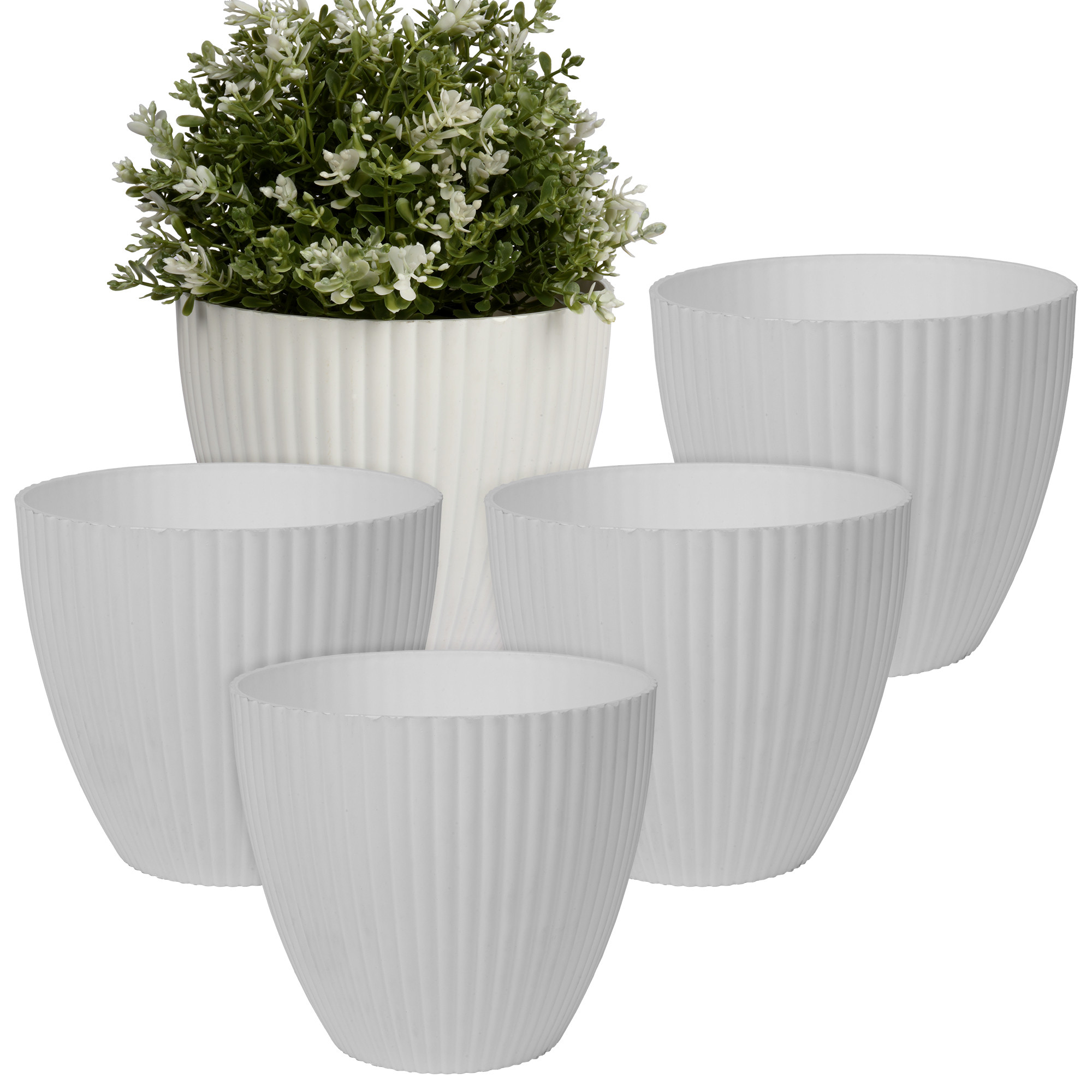 Kuber Industries Flower Pot | Flower Planter Pots for Indoor | Flower Pots for Outdoor | Pot for Garden & Balcony Flowering | Flower Plants Pot | Mega Flower Pot | 6 Inch | White