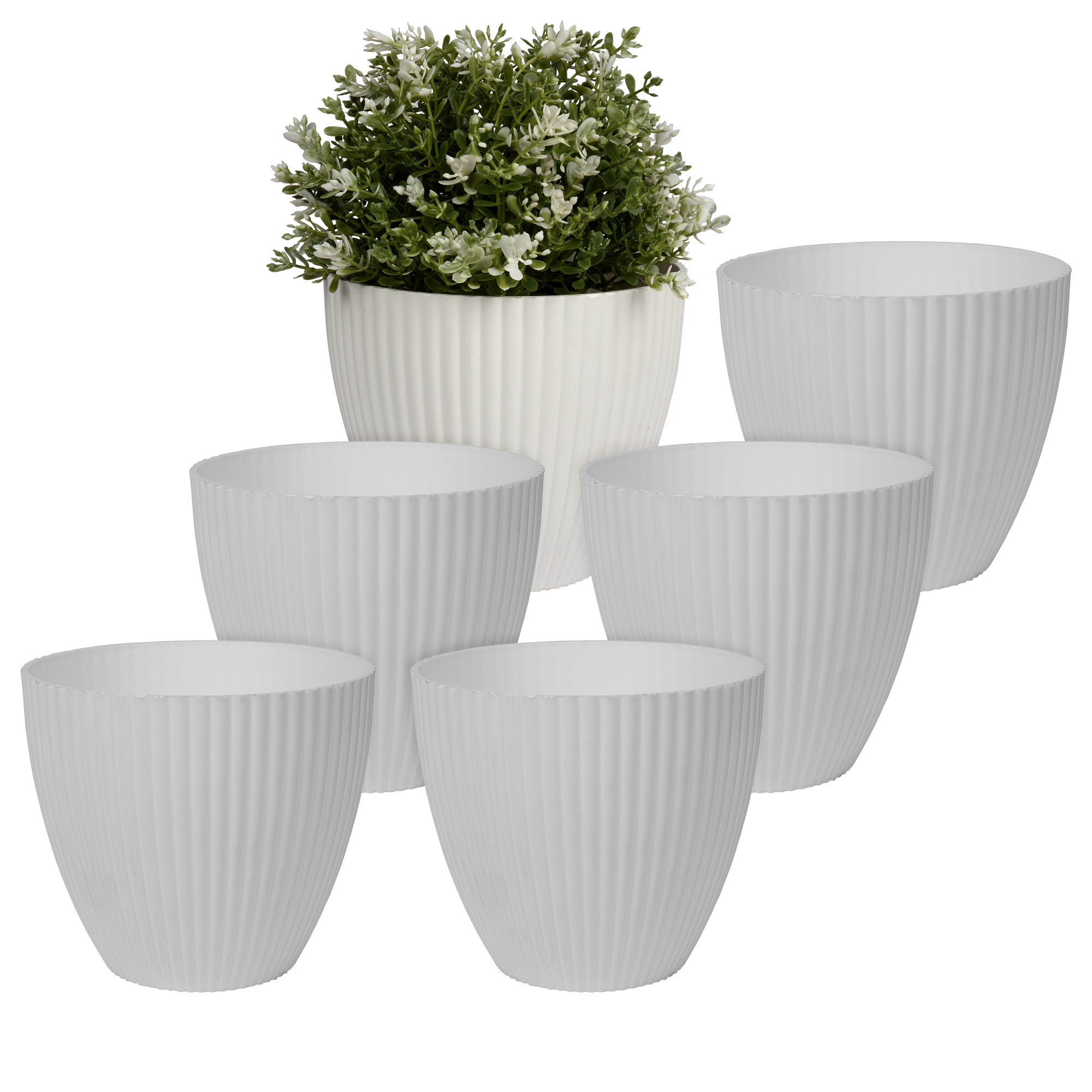 Kuber Industries Flower Pot | Flower Planter Pots for Indoor | Flower Pots for Outdoor | Pot for Garden & Balcony Flowering | Flower Plants Pot | Mega Flower Pot | 6 Inch | White