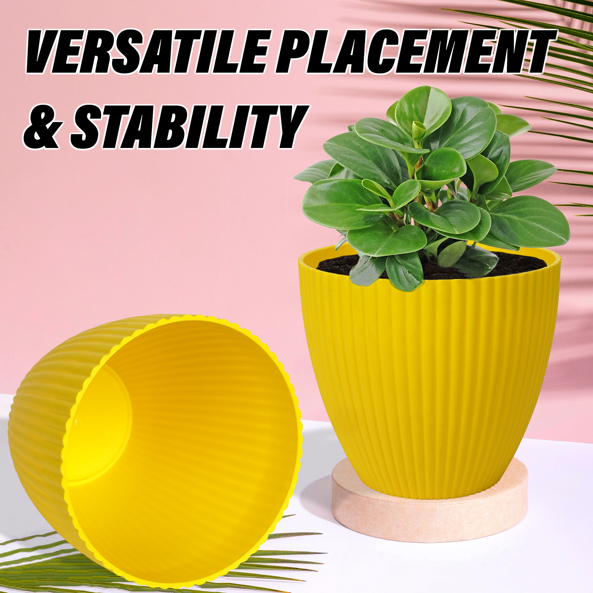 Kuber Industries Flower Pot | Flower Planter Pots for Indoor | Flower Pots for Outdoor | Pot for Garden & Balcony Flowering | Flower Plants Pot | Mega Flower Pot | 6 Inch | Yellow