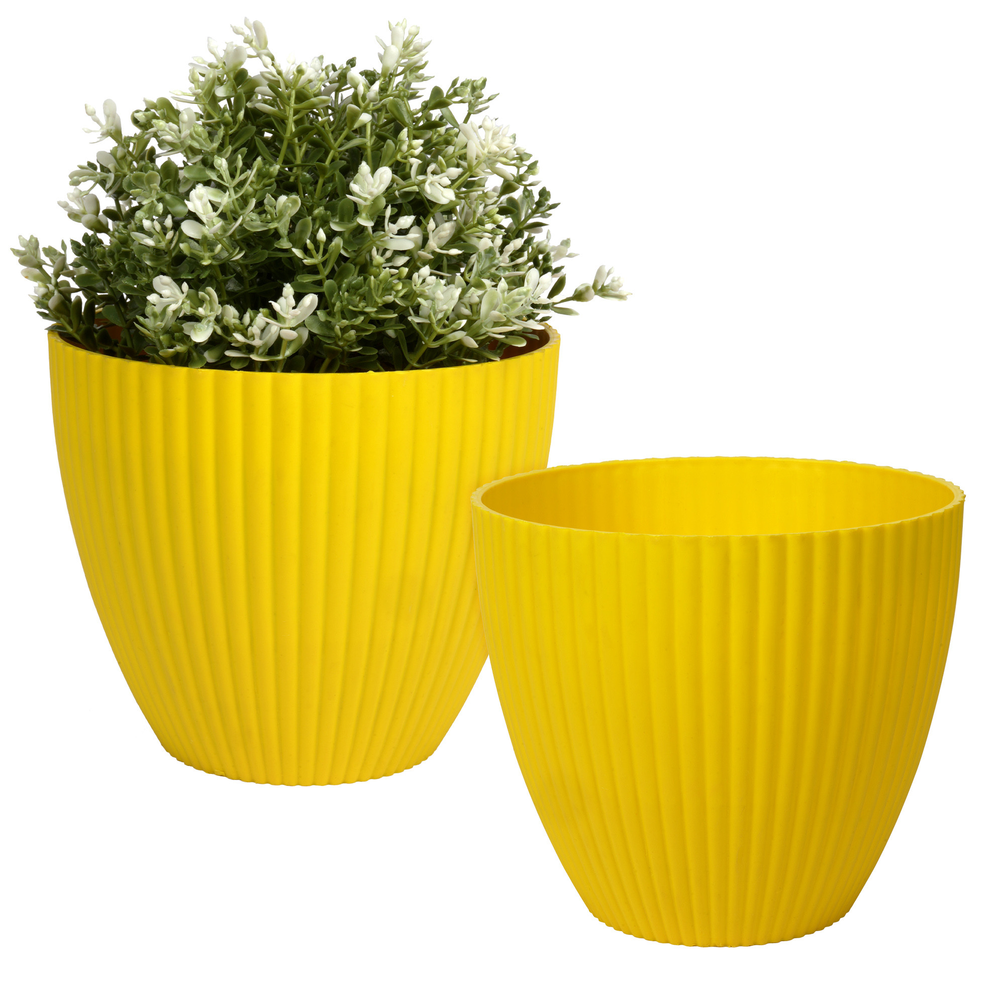 Kuber Industries Flower Pot | Flower Planter Pots for Indoor | Flower Pots for Outdoor | Pot for Garden & Balcony Flowering | Flower Plants Pot | Mega Flower Pot | 6 Inch | Yellow