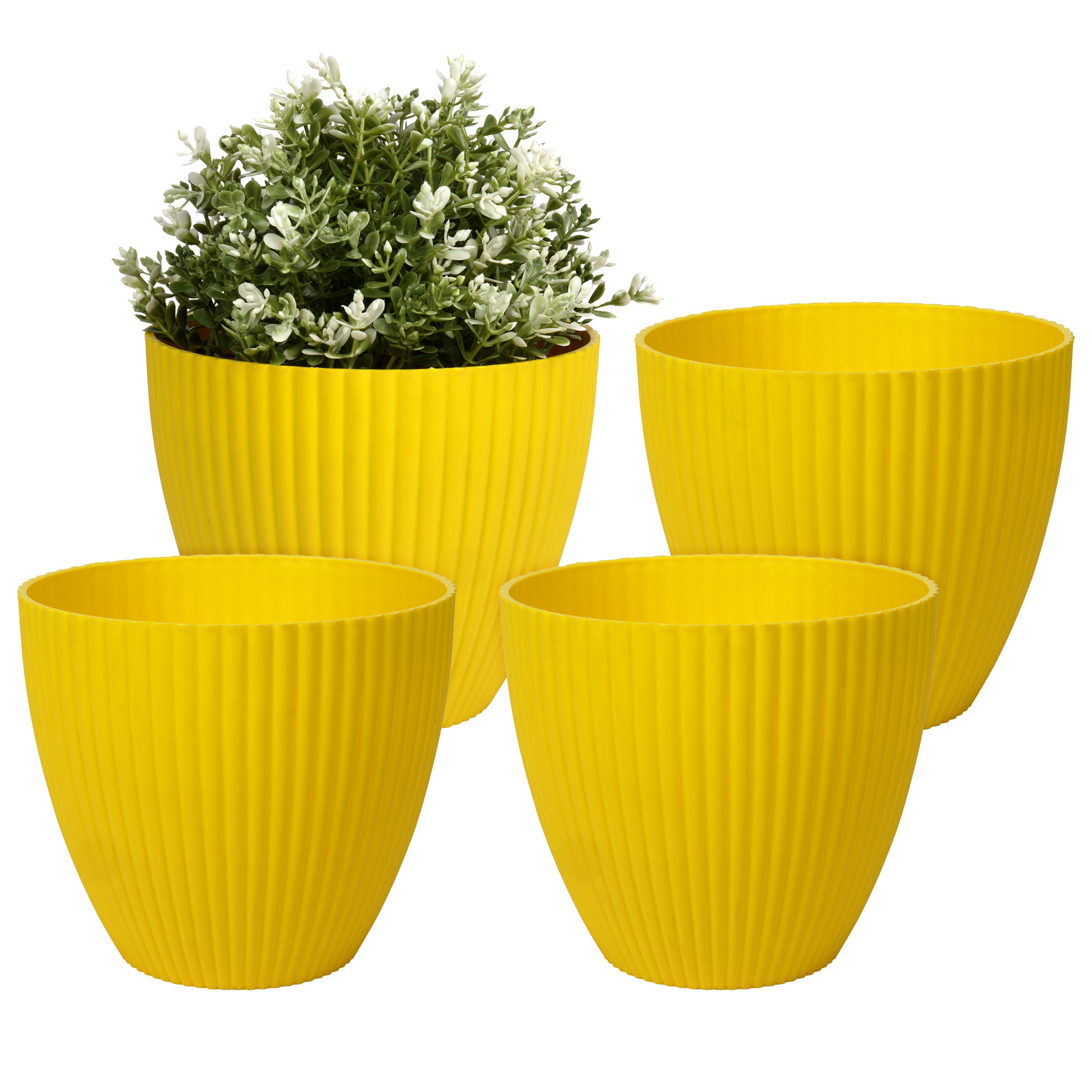 Kuber Industries Flower Pot | Flower Planter Pots for Indoor | Flower Pots for Outdoor | Pot for Garden & Balcony Flowering | Flower Plants Pot | Mega Flower Pot | 6 Inch | Yellow