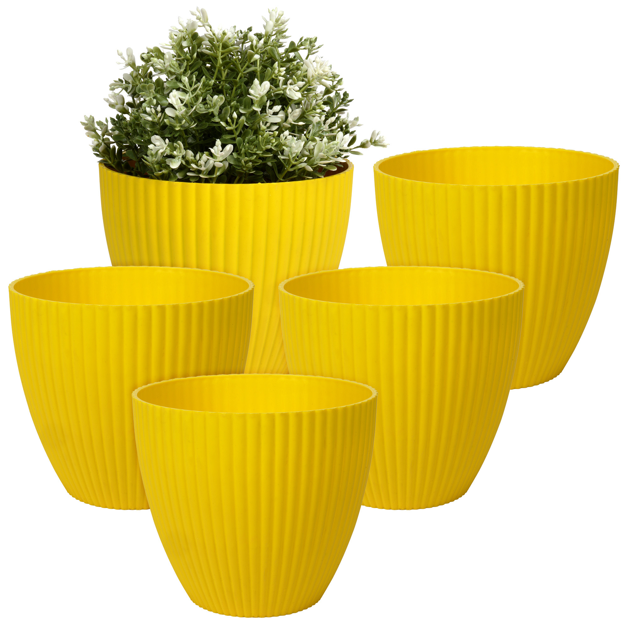 Kuber Industries Flower Pot | Flower Planter Pots for Indoor | Flower Pots for Outdoor | Pot for Garden & Balcony Flowering | Flower Plants Pot | Mega Flower Pot | 6 Inch | Yellow