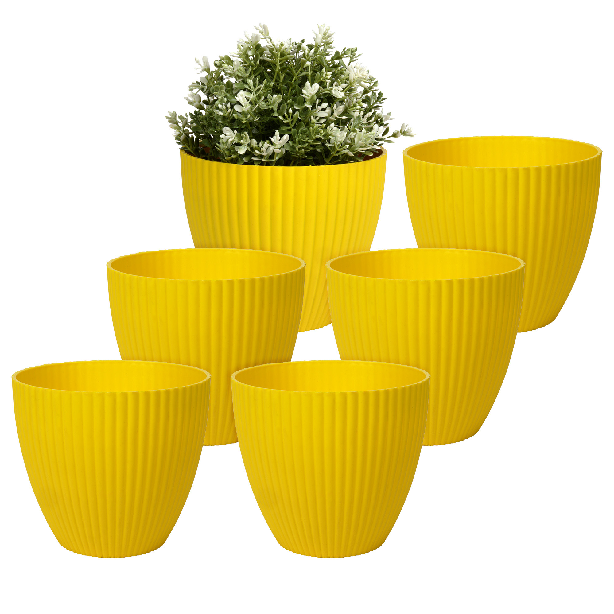 Kuber Industries Flower Pot | Flower Planter Pots for Indoor | Flower Pots for Outdoor | Pot for Garden & Balcony Flowering | Flower Plants Pot | Mega Flower Pot | 6 Inch | Yellow