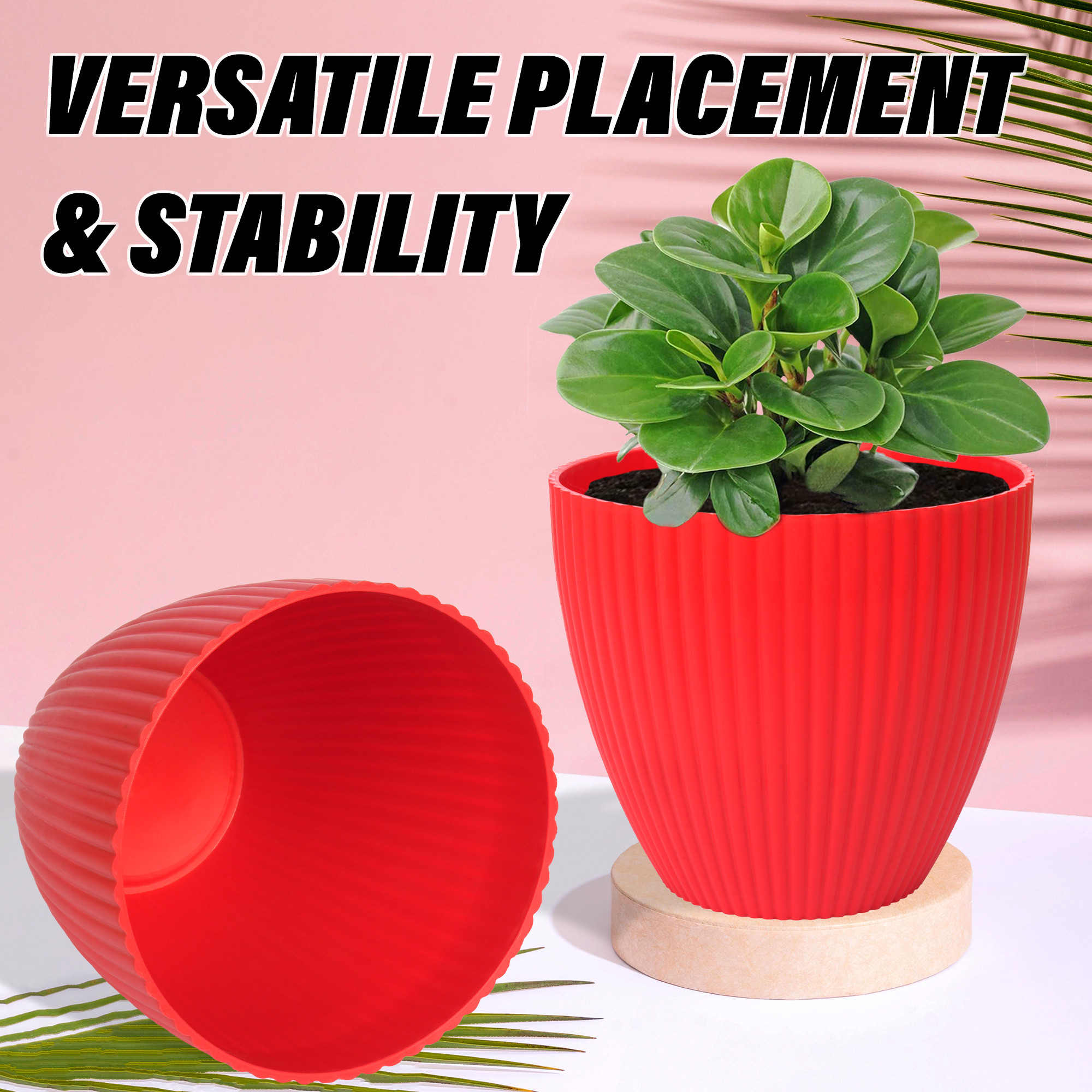 Kuber Industries Flower Pot | Flower Planter Pots for Indoor | Flower Pots for Outdoor | Pot for Garden & Balcony Flowering | Flower Plants Pot | Mega Flower Pot | 6 Inch | Red