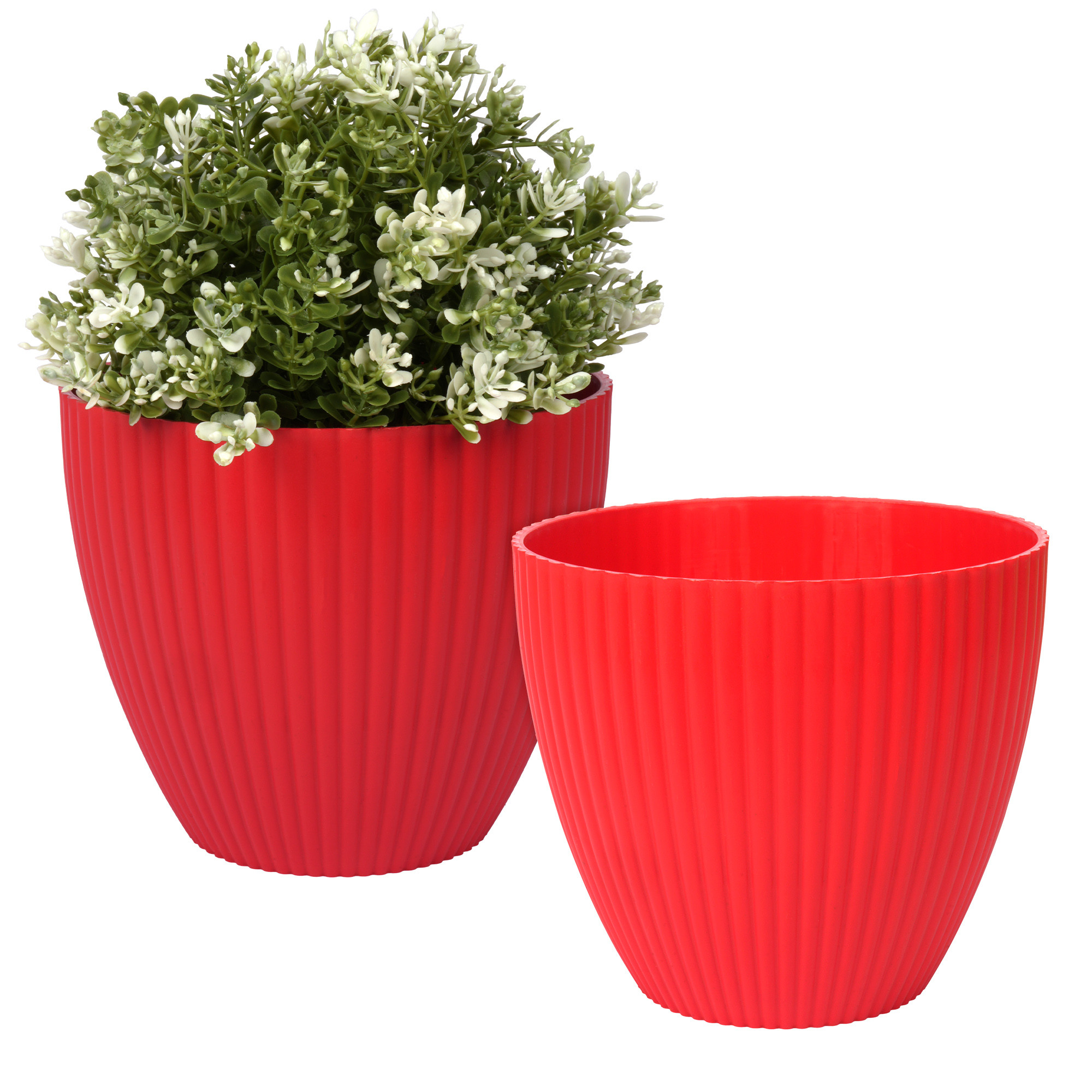 Kuber Industries Flower Pot | Flower Planter Pots for Indoor | Flower Pots for Outdoor | Pot for Garden & Balcony Flowering | Flower Plants Pot | Mega Flower Pot | 6 Inch | Red