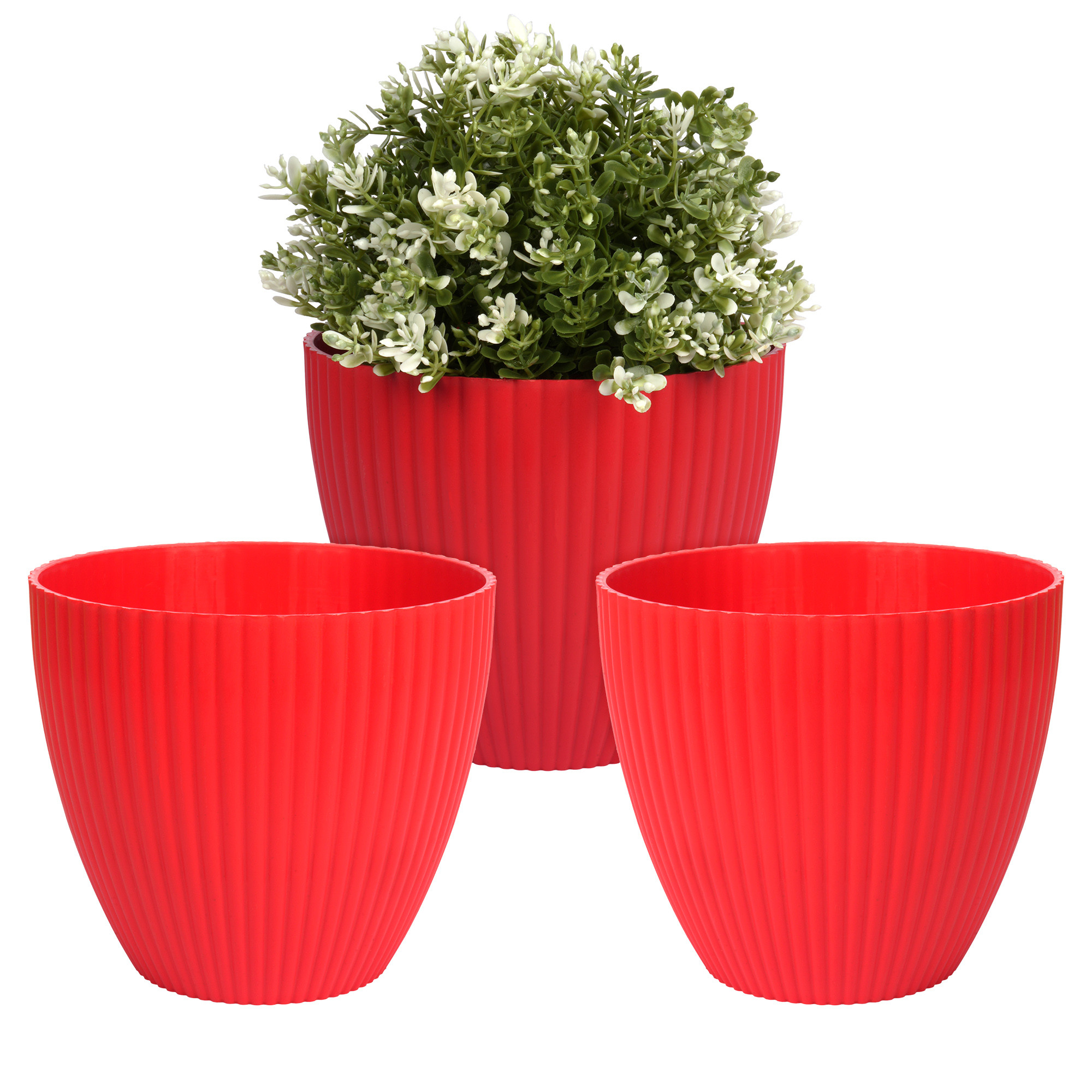 Kuber Industries Flower Pot | Flower Planter Pots for Indoor | Flower Pots for Outdoor | Pot for Garden & Balcony Flowering | Flower Plants Pot | Mega Flower Pot | 6 Inch | Red