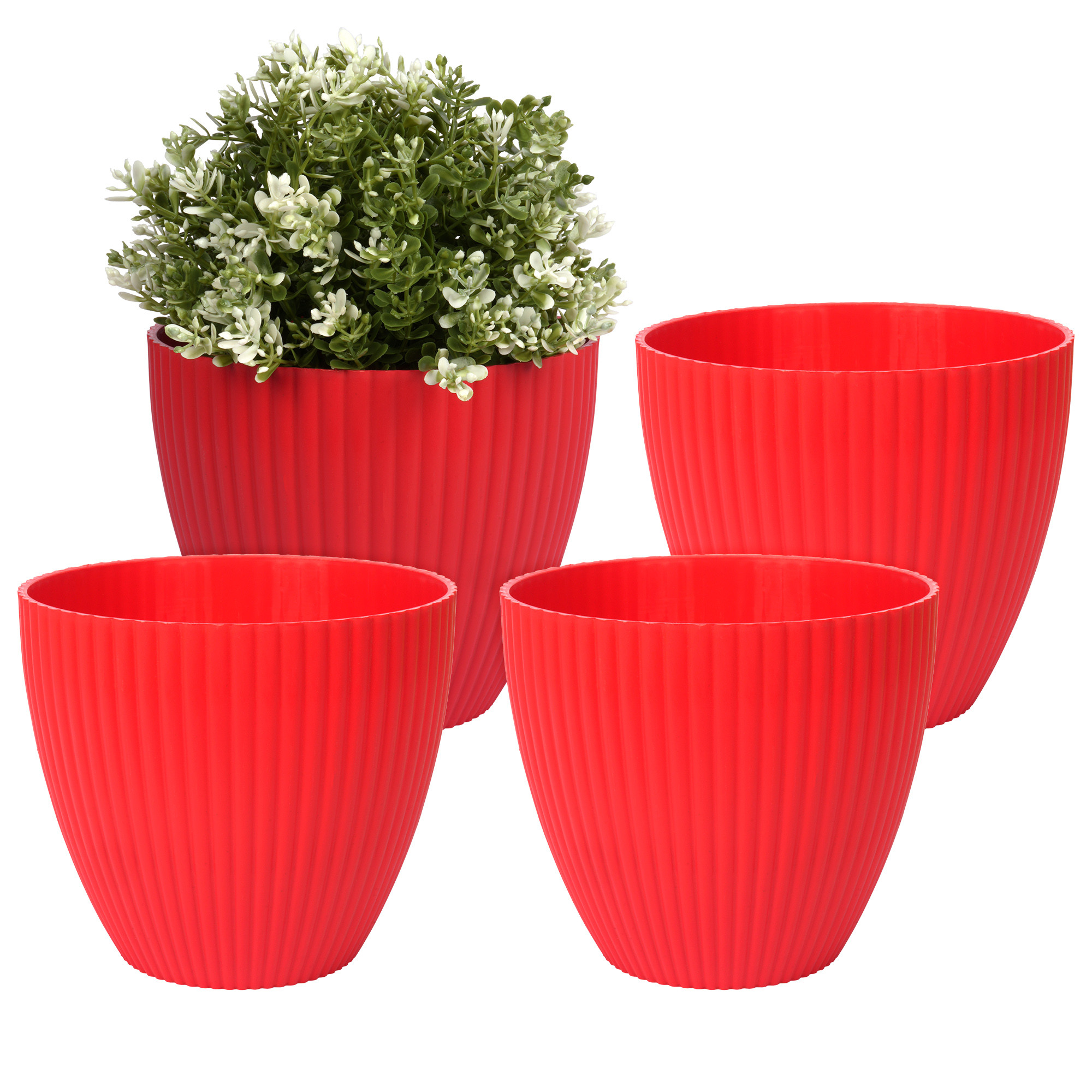 Kuber Industries Flower Pot | Flower Planter Pots for Indoor | Flower Pots for Outdoor | Pot for Garden & Balcony Flowering | Flower Plants Pot | Mega Flower Pot | 6 Inch | Red