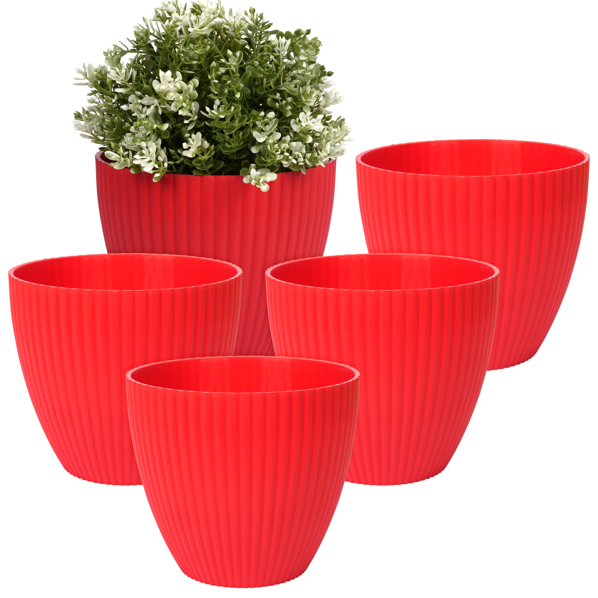 Kuber Industries Flower Pot | Flower Planter Pots for Indoor | Flower Pots for Outdoor | Pot for Garden & Balcony Flowering | Flower Plants Pot | Mega Flower Pot | 6 Inch | Red