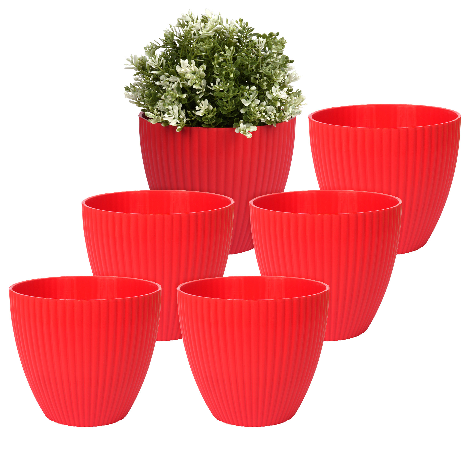 Kuber Industries Flower Pot | Flower Planter Pots for Indoor | Flower Pots for Outdoor | Pot for Garden & Balcony Flowering | Flower Plants Pot | Mega Flower Pot | 6 Inch | Red