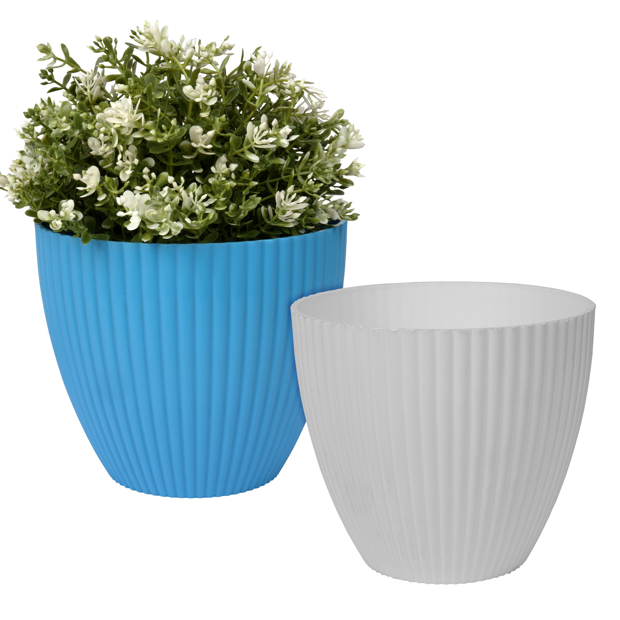 Kuber Industries Flower Pot | Flower Planter Pots for Indoor | Flower Pots for Outdoor | Pot for Garden & Balcony Flowering | Flower Plants Pot | Mega Flower Pot | 6 Inch | Pack of 2 | Multi