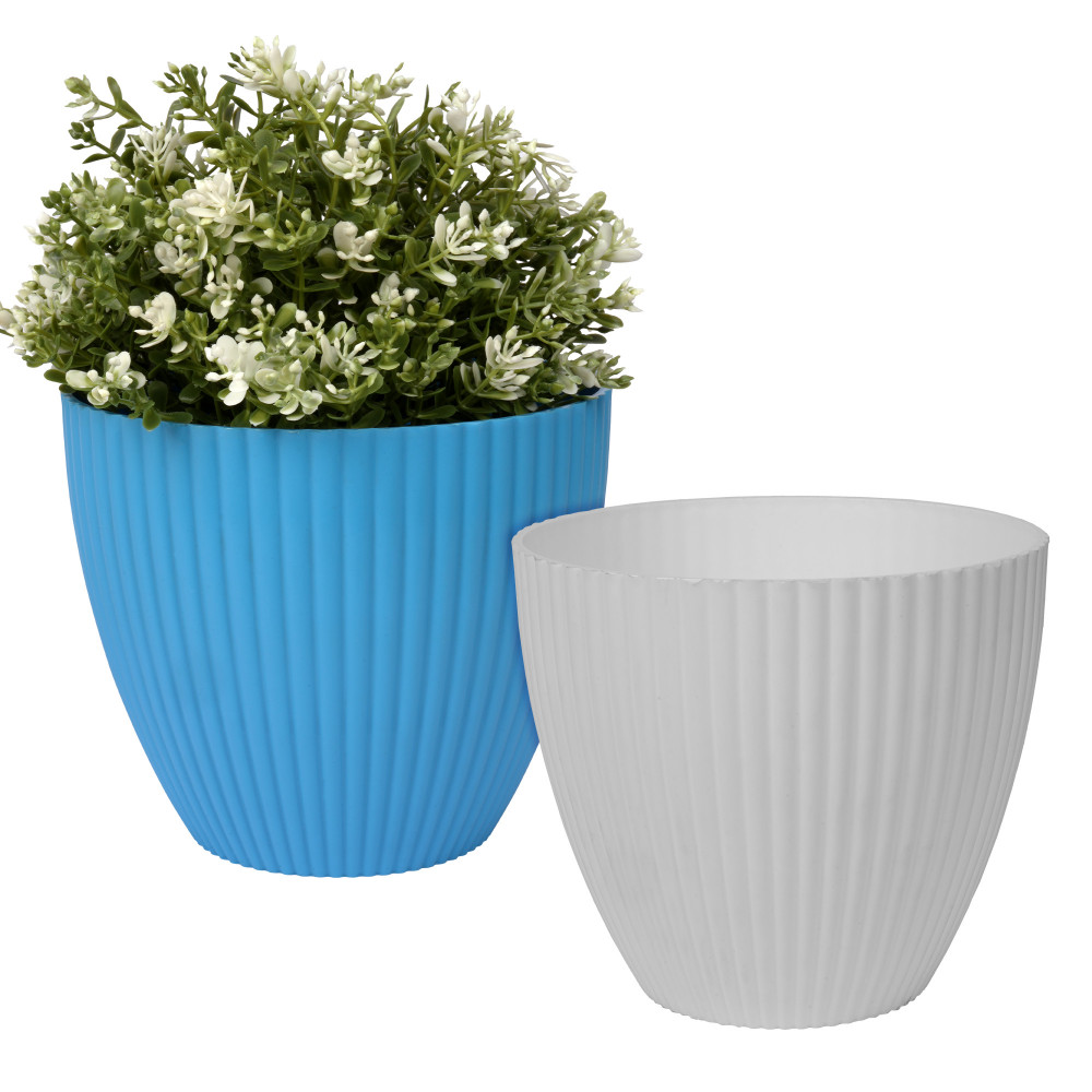 Kuber Industries Flower Pot | Flower Planter Pots for Indoor | Flower Pots for Outdoor | Pot for Garden &amp; Balcony Flowering | Flower Plants Pot | Mega Flower Pot | 6 Inch | Pack of 2 | Multi