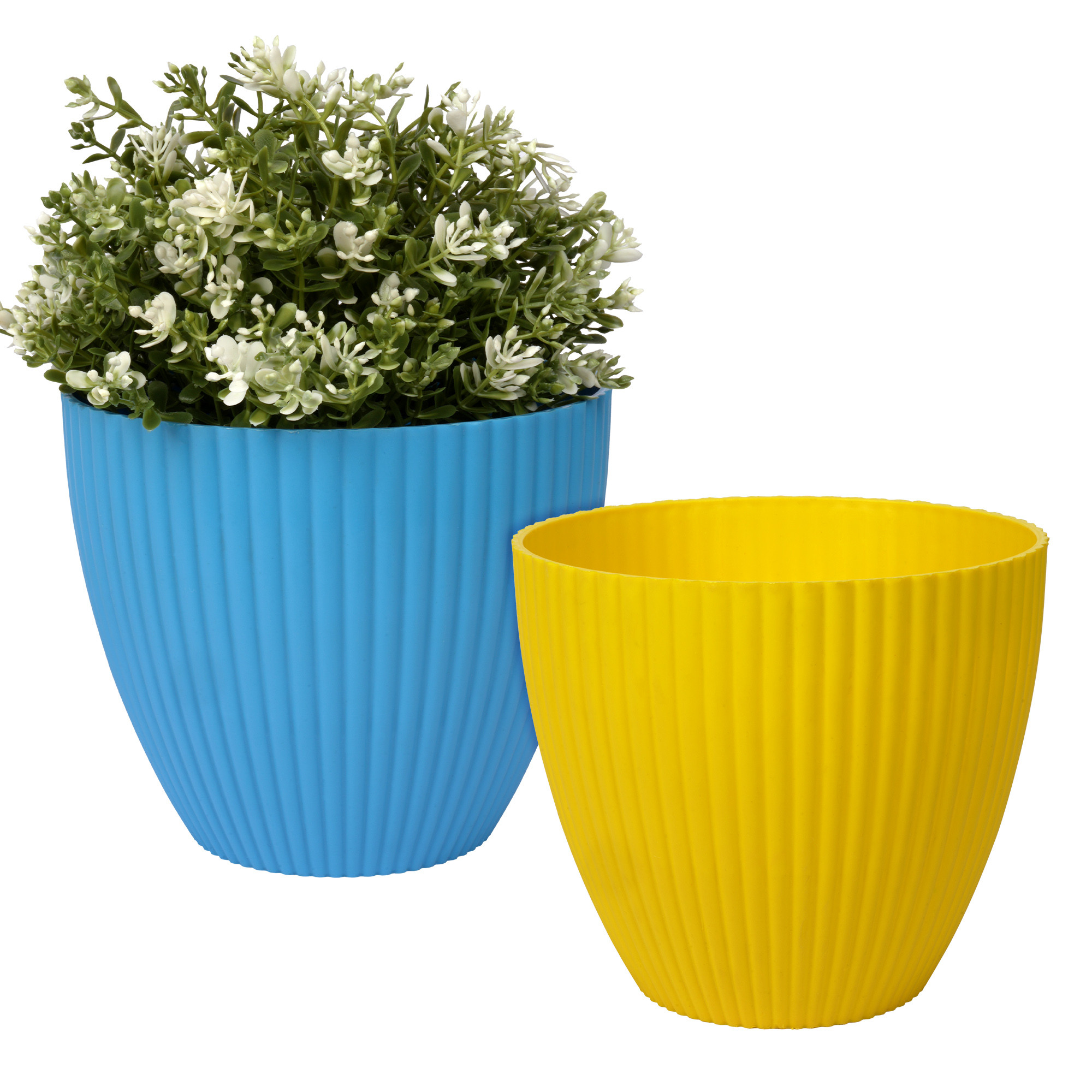 Kuber Industries Flower Pot | Flower Planter Pots for Indoor | Flower Pots for Outdoor | Pot for Garden & Balcony Flowering | Flower Plants Pot | Mega Flower Pot | 6 Inch | Pack of 2 | Multi