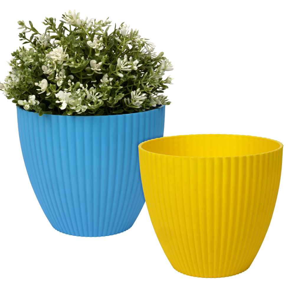 Kuber Industries Flower Pot | Flower Planter Pots for Indoor | Flower Pots for Outdoor | Pot for Garden &amp; Balcony Flowering | Flower Plants Pot | Mega Flower Pot | 6 Inch | Pack of 2 | Multi