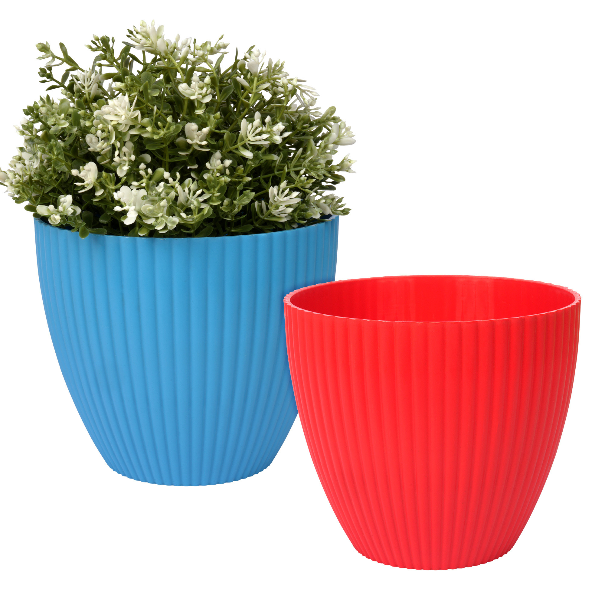 Kuber Industries Flower Pot | Flower Planter Pots for Indoor | Flower Pots for Outdoor | Pot for Garden & Balcony Flowering | Flower Plants Pot | Mega Flower Pot | 6 Inch | Pack of 2 | Multi