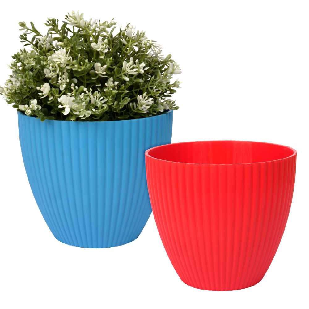 Kuber Industries Flower Pot | Flower Planter Pots for Indoor | Flower Pots for Outdoor | Pot for Garden &amp; Balcony Flowering | Flower Plants Pot | Mega Flower Pot | 6 Inch | Pack of 2 | Multi