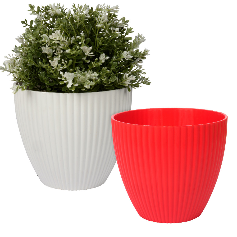 Kuber Industries Flower Pot | Flower Planter Pots for Indoor | Flower Pots for Outdoor | Pot for Garden &amp; Balcony Flowering | Flower Plants Pot | Mega Flower Pot | 6 Inch | Pack of 2 | Multi