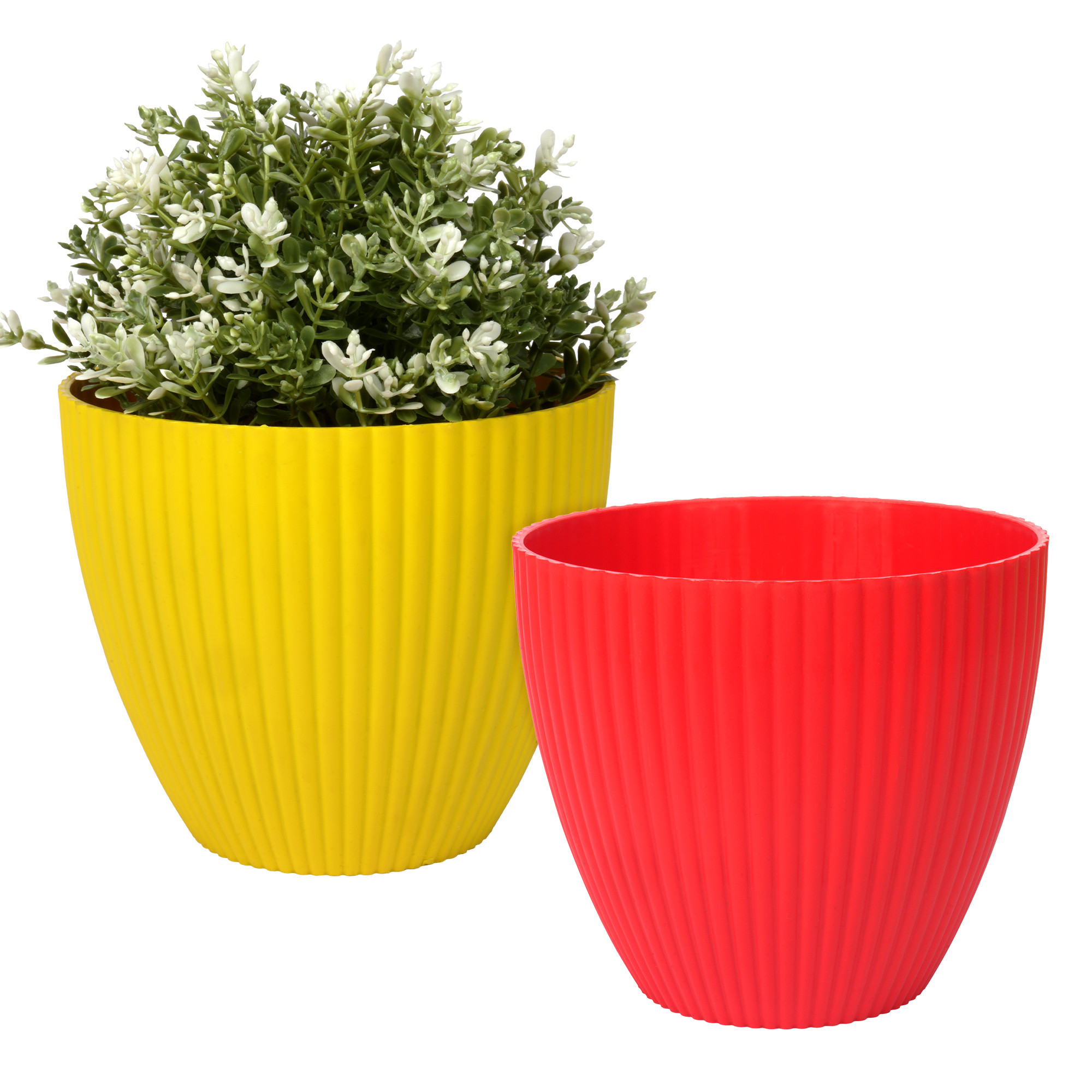 Kuber Industries Flower Pot | Flower Planter Pots for Indoor | Flower Pots for Outdoor | Pot for Garden & Balcony Flowering | Flower Plants Pot | Mega Flower Pot | 6 Inch | Pack of 2 | Multi