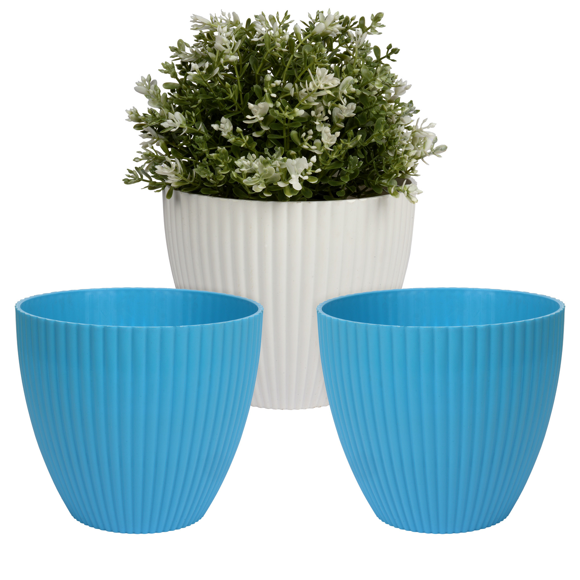 Kuber Industries Flower Pot | Flower Planter Pots for Indoor | Flower Pots for Outdoor | Pot for Garden & Balcony Flowering | Flower Plants Pot | Mega Flower Pot | 6 Inch | Pack of 3 | Multi