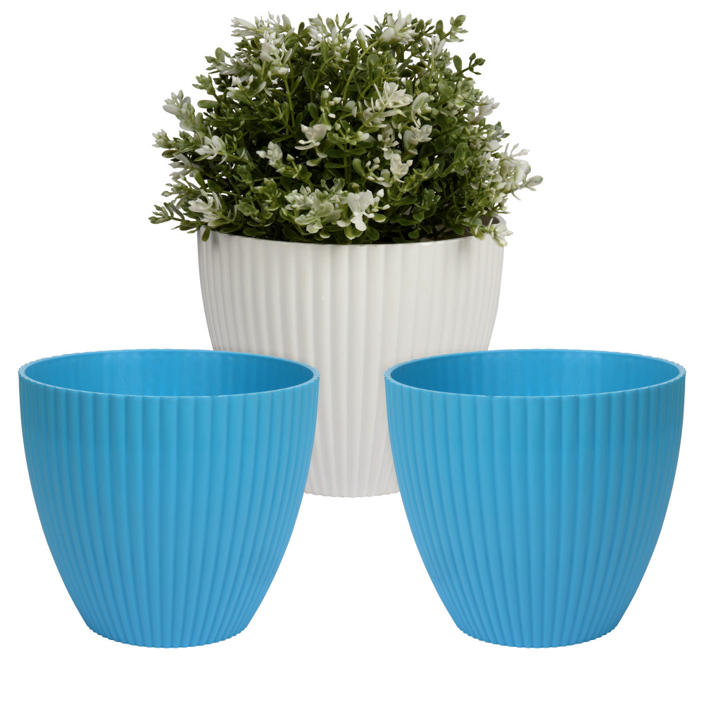 Kuber Industries Flower Pot | Flower Planter Pots for Indoor | Flower Pots for Outdoor | Pot for Garden &amp; Balcony Flowering | Flower Plants Pot | Mega Flower Pot | 6 Inch | Pack of 3 | Multi