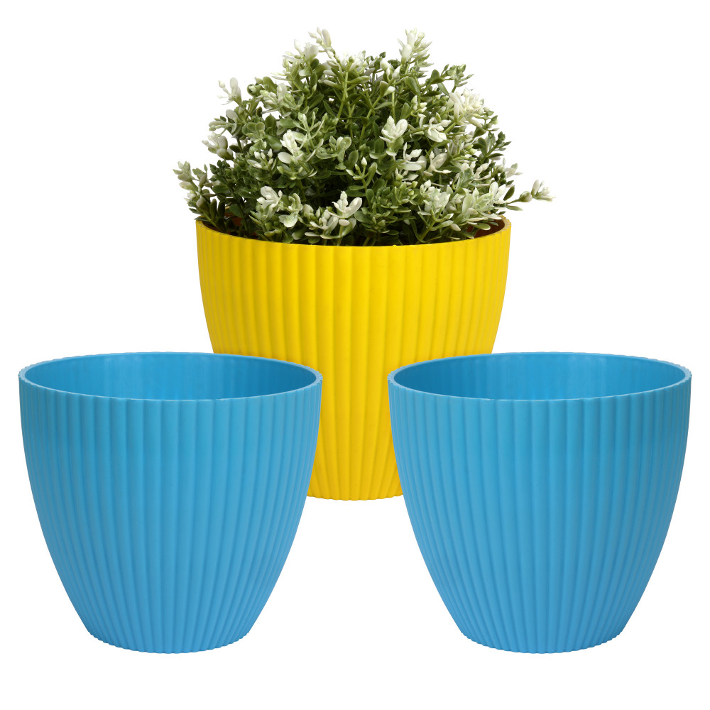 Kuber Industries Flower Pot | Flower Planter Pots for Indoor | Flower Pots for Outdoor | Pot for Garden &amp; Balcony Flowering | Flower Plants Pot | Mega Flower Pot | 6 Inch | Pack of 3 | Multi