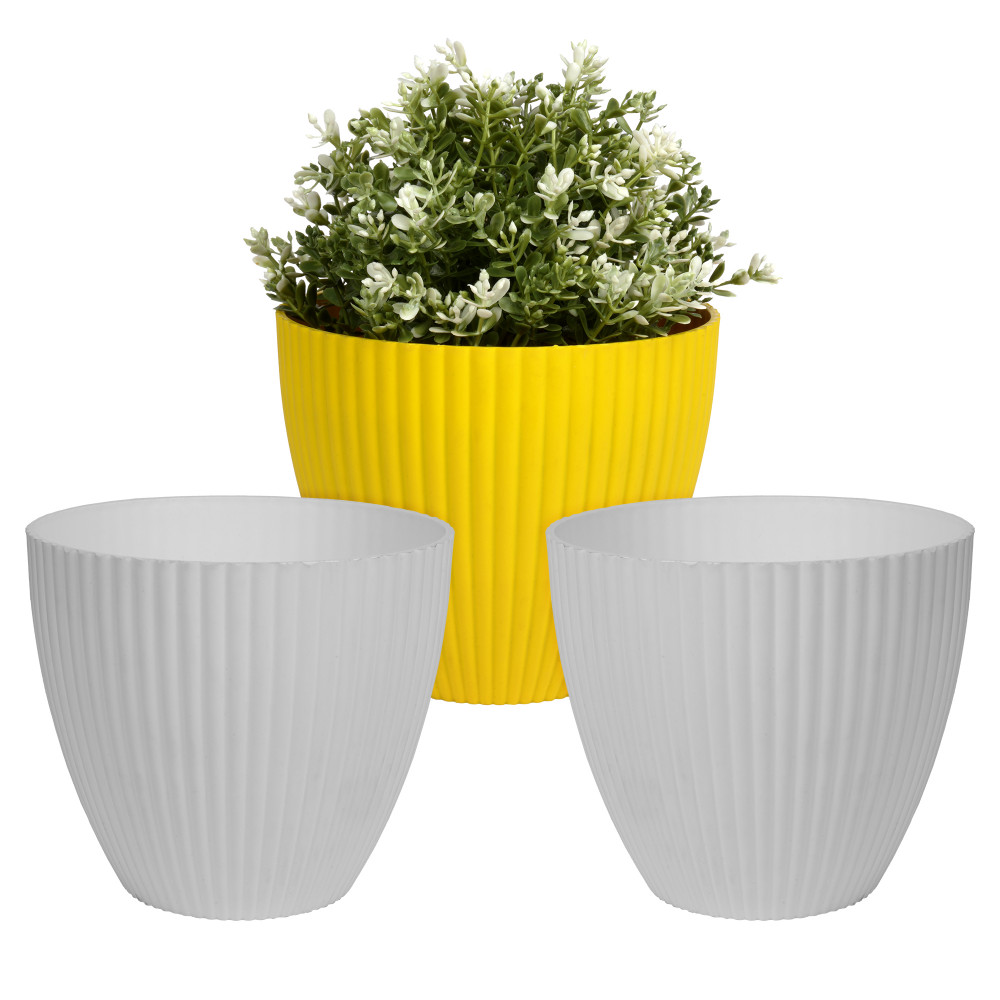 Kuber Industries Flower Pot | Flower Planter Pots for Indoor | Flower Pots for Outdoor | Pot for Garden &amp; Balcony Flowering | Flower Plants Pot | Mega Flower Pot | 6 Inch | Pack of 3 | Multi