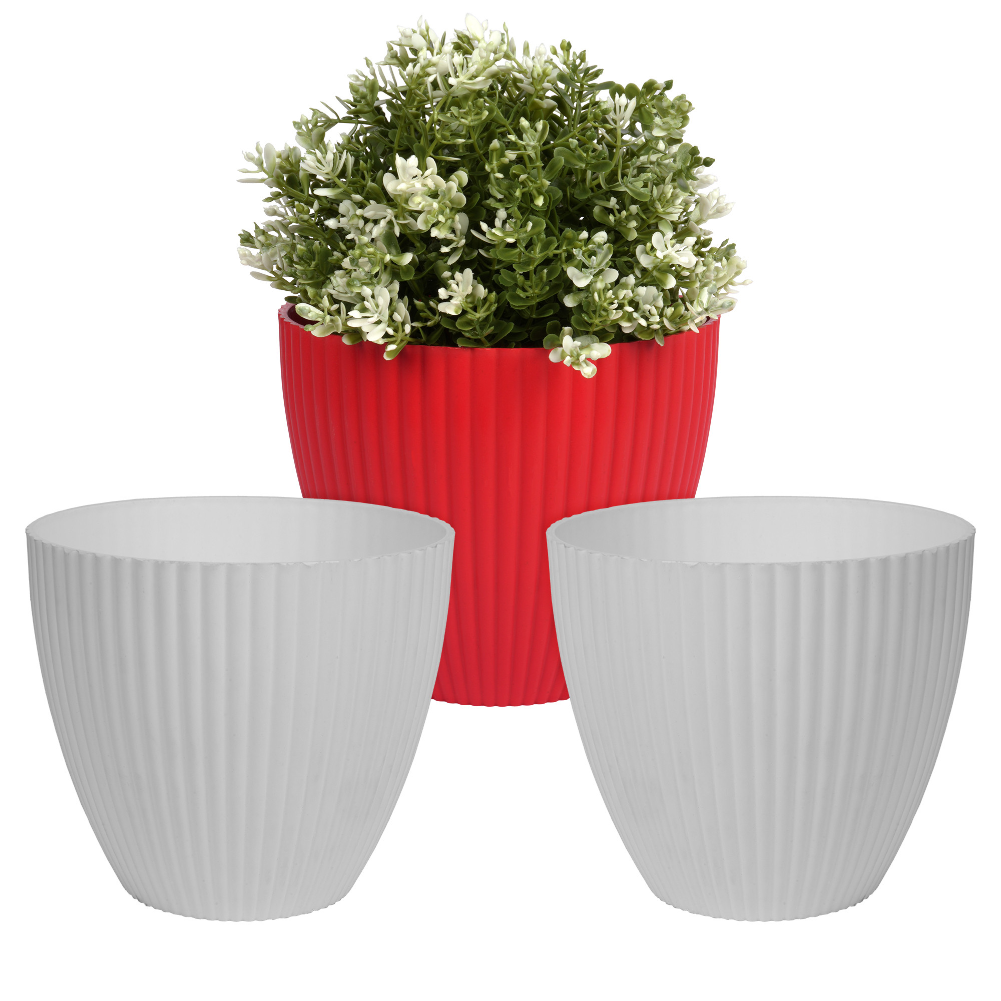 Kuber Industries Flower Pot | Flower Planter Pots for Indoor | Flower Pots for Outdoor | Pot for Garden & Balcony Flowering | Flower Plants Pot | Mega Flower Pot | 6 Inch | Pack of 3 | Multi