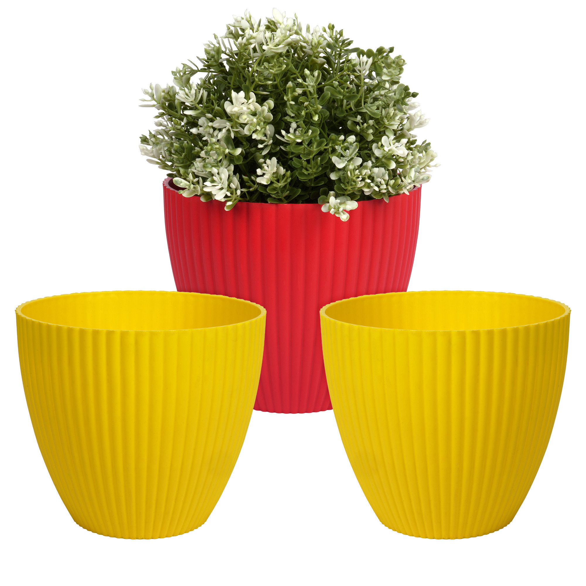 Kuber Industries Flower Pot | Flower Planter Pots for Indoor | Flower Pots for Outdoor | Pot for Garden & Balcony Flowering | Flower Plants Pot | Mega Flower Pot | 6 Inch | Pack of 3 | Multi