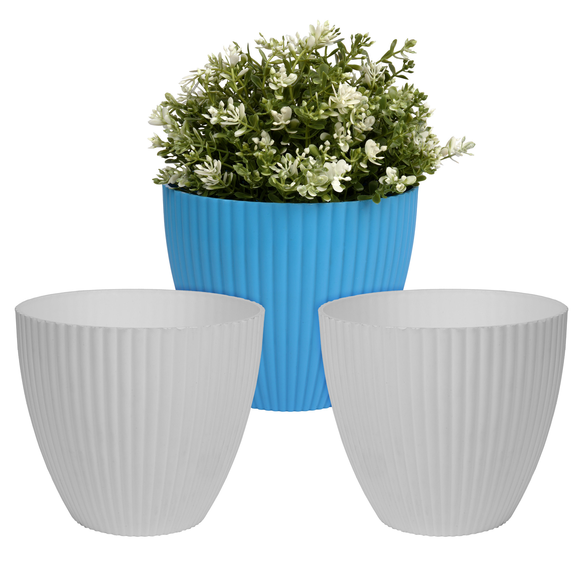 Kuber Industries Flower Pot | Flower Planter Pots for Indoor | Flower Pots for Outdoor | Pot for Garden & Balcony Flowering | Flower Plants Pot | Mega Flower Pot | 6 Inch | Pack of 3 | Multi