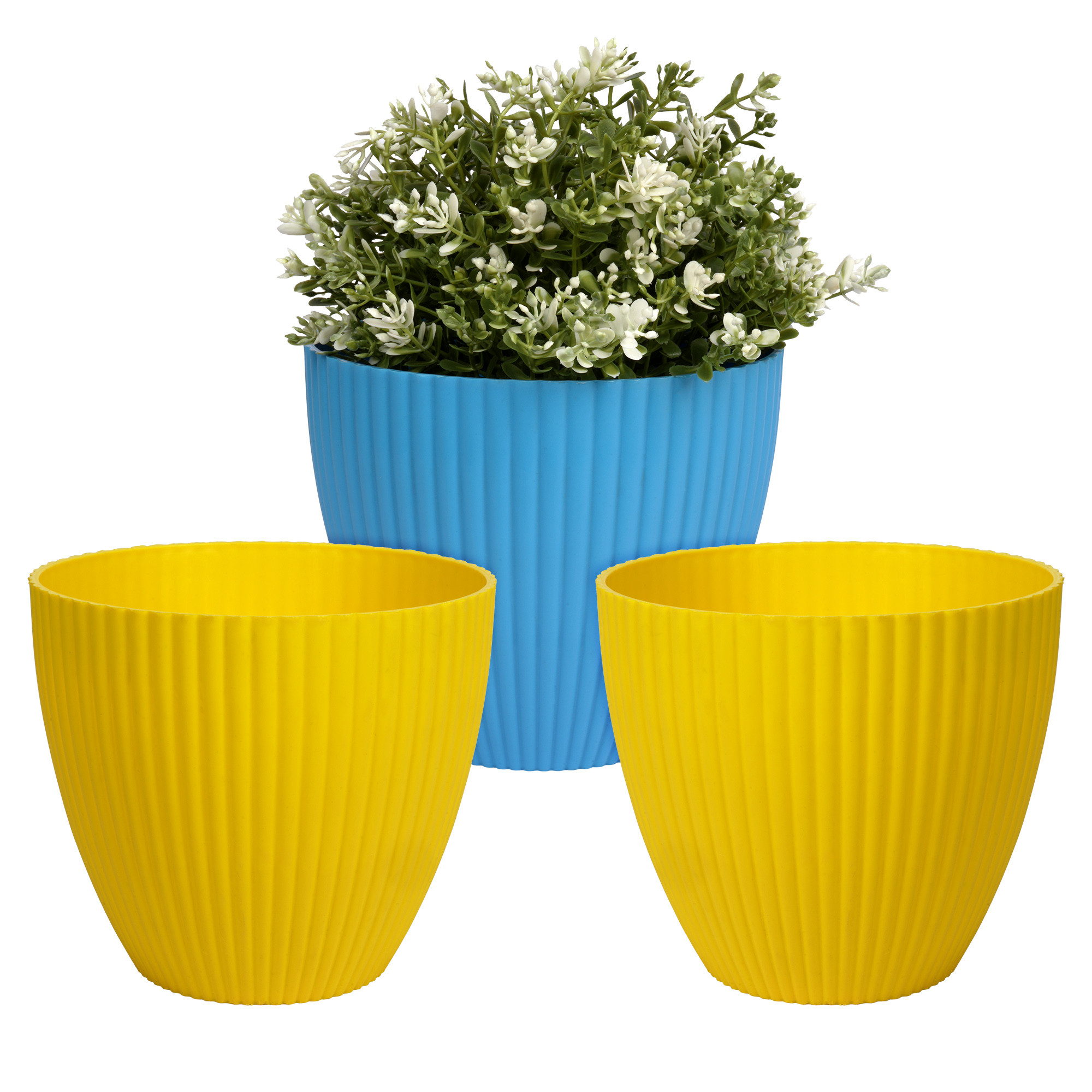 Kuber Industries Flower Pot | Flower Planter Pots for Indoor | Flower Pots for Outdoor | Pot for Garden & Balcony Flowering | Flower Plants Pot | Mega Flower Pot | 6 Inch | Pack of 3 | Multi