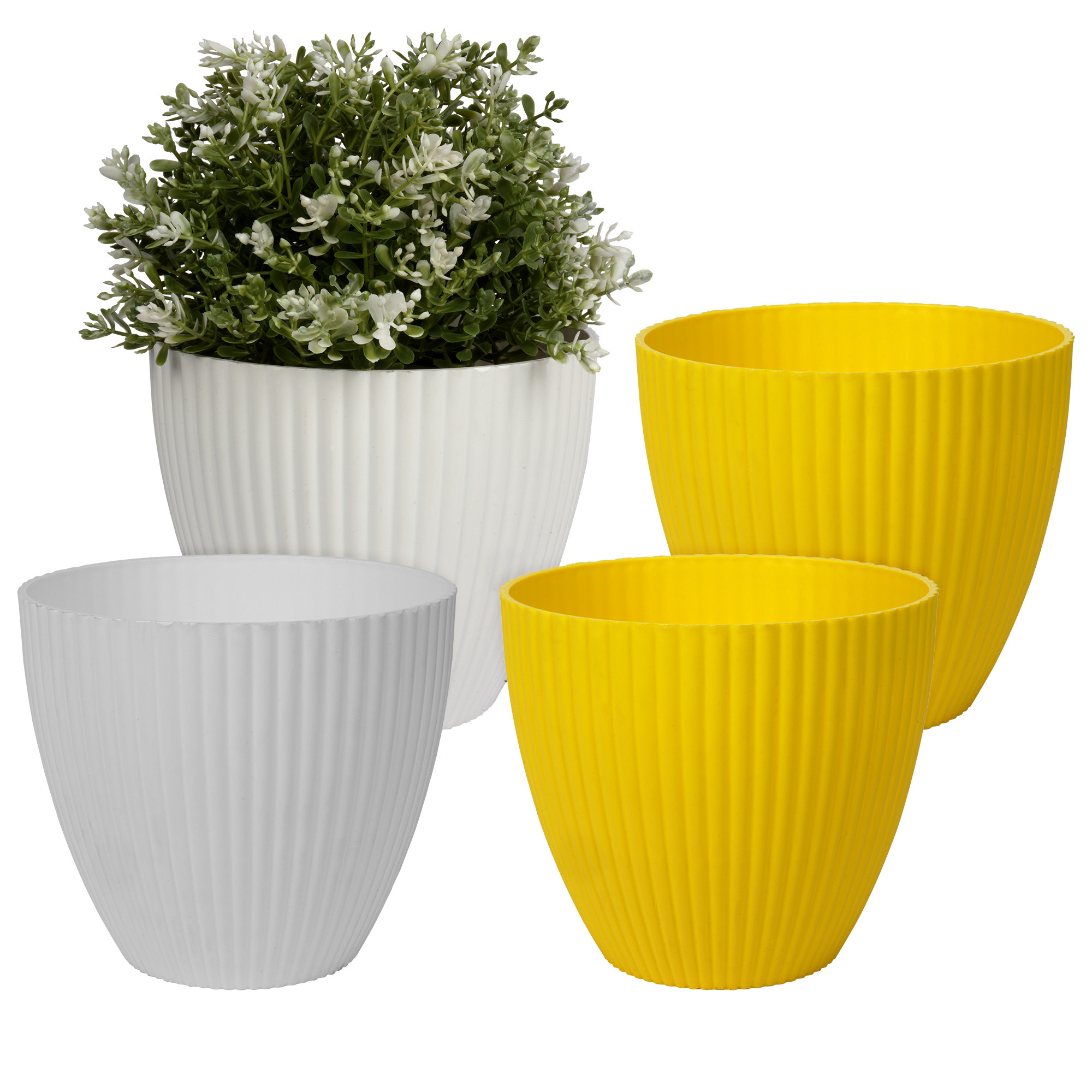 Kuber Industries Flower Pot | Flower Planter Pots for Indoor | Flower Pots for Outdoor | Pot for Garden & Balcony Flowering | Flower Plants Pot | Mega Flower Pot | 6 Inch | Pack of 4 | Multi