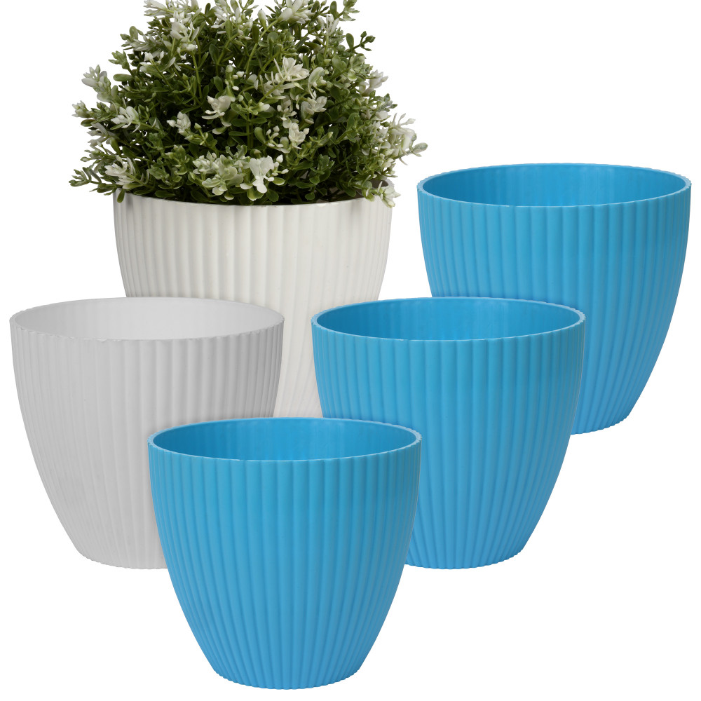 Kuber Industries Flower Pot | Flower Planter Pots for Indoor | Flower Pots for Outdoor | Pot for Garden &amp; Balcony Flowering | Flower Plants Pot | Mega Flower Pot | 6 Inch | Pack of 5 | Multi