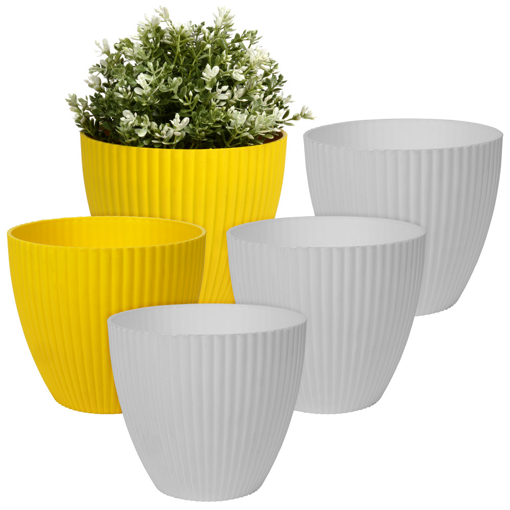 Kuber Industries Flower Pot | Flower Planter Pots for Indoor | Flower Pots for Outdoor | Pot for Garden &amp; Balcony Flowering | Flower Plants Pot | Mega Flower Pot | 6 Inch | Pack of 5 | Multi