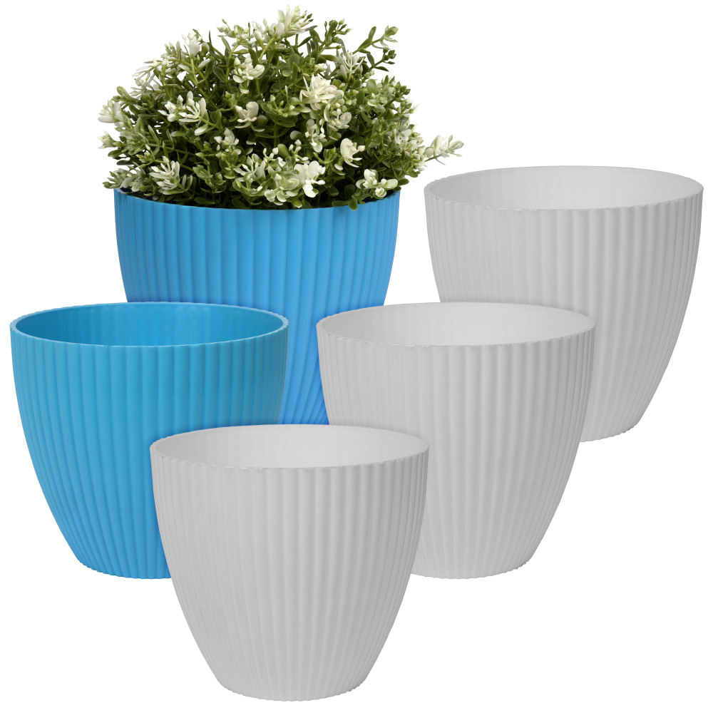 Kuber Industries Flower Pot | Flower Planter Pots for Indoor | Flower Pots for Outdoor | Pot for Garden &amp; Balcony Flowering | Flower Plants Pot | Mega Flower Pot | 6 Inch | Pack of 5 | Multi