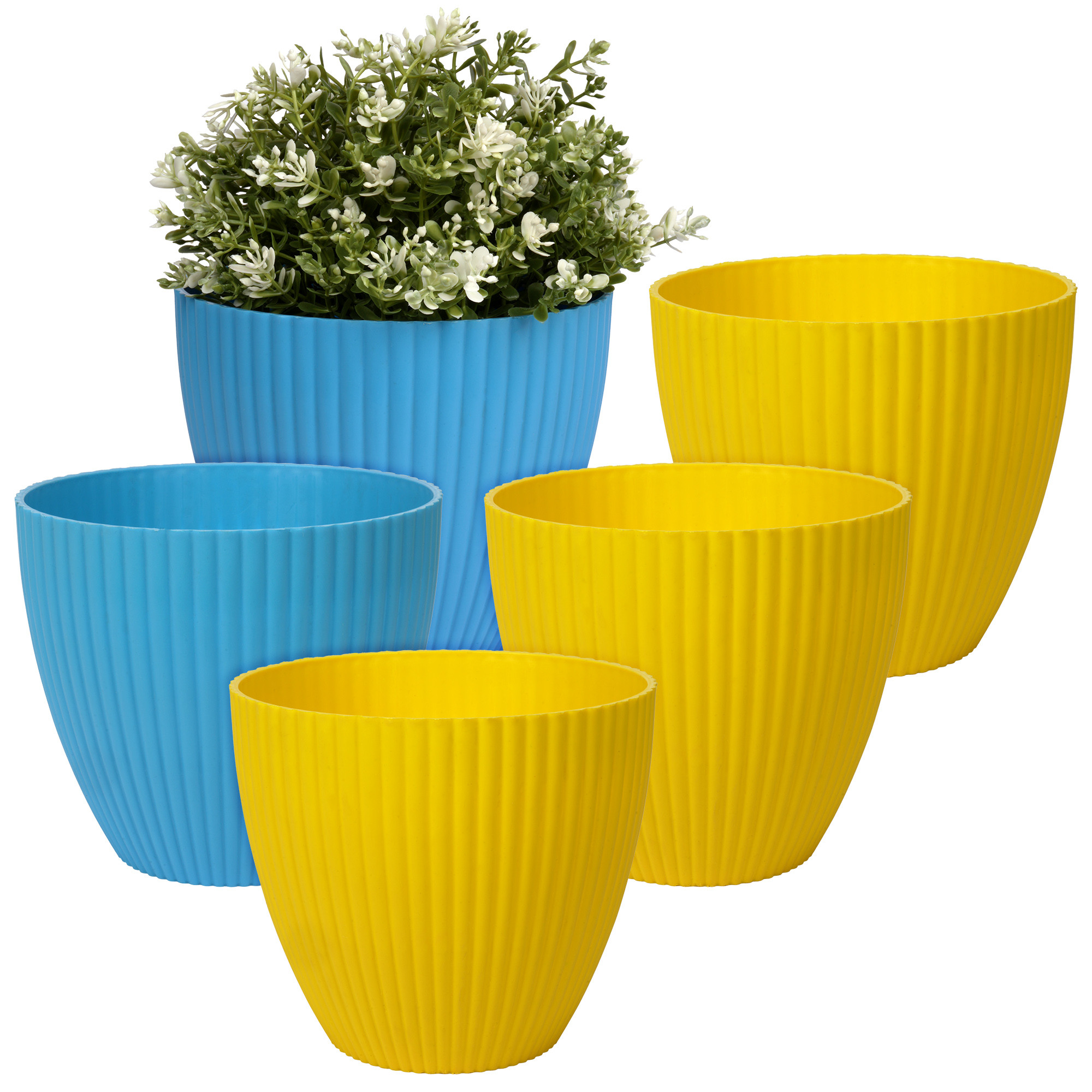 Kuber Industries Flower Pot | Flower Planter Pots for Indoor | Flower Pots for Outdoor | Pot for Garden & Balcony Flowering | Flower Plants Pot | Mega Flower Pot | 6 Inch | Pack of 5 | Multi