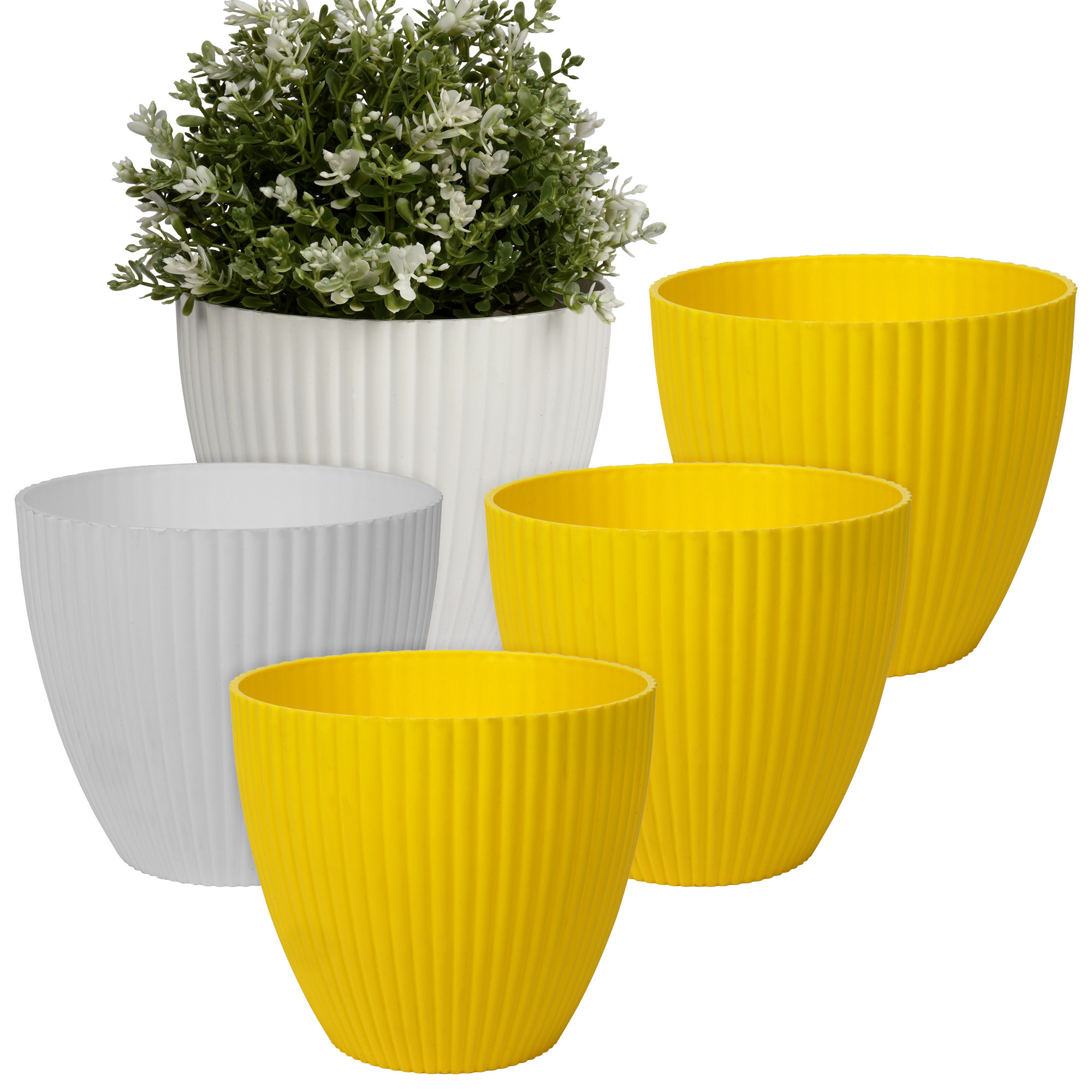 Kuber Industries Flower Pot | Flower Planter Pots for Indoor | Flower Pots for Outdoor | Pot for Garden & Balcony Flowering | Flower Plants Pot | Mega Flower Pot | 6 Inch | Pack of 5 | Multi