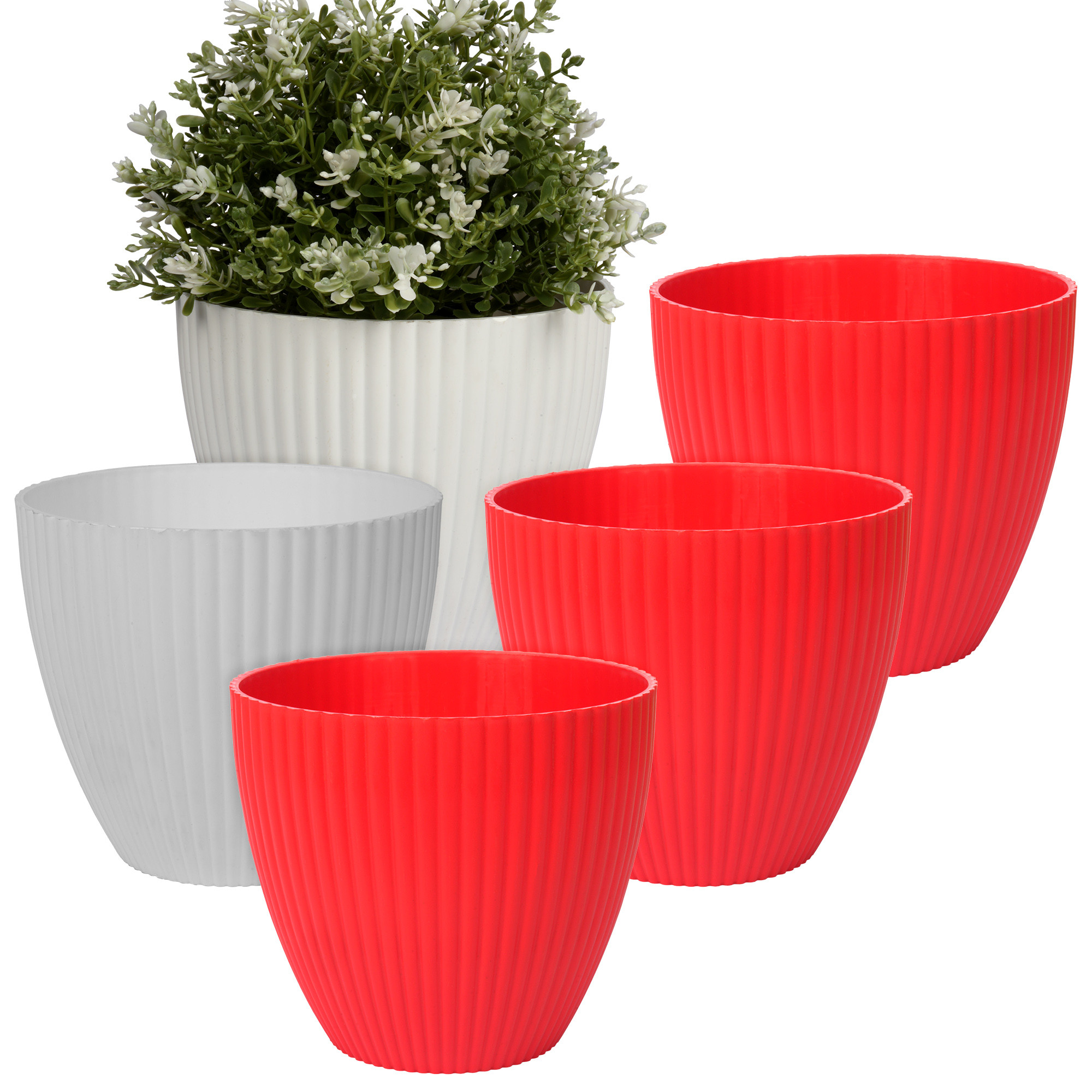 Kuber Industries Flower Pot | Flower Planter Pots for Indoor | Flower Pots for Outdoor | Pot for Garden & Balcony Flowering | Flower Plants Pot | Mega Flower Pot | 6 Inch | Pack of 5 | Multi